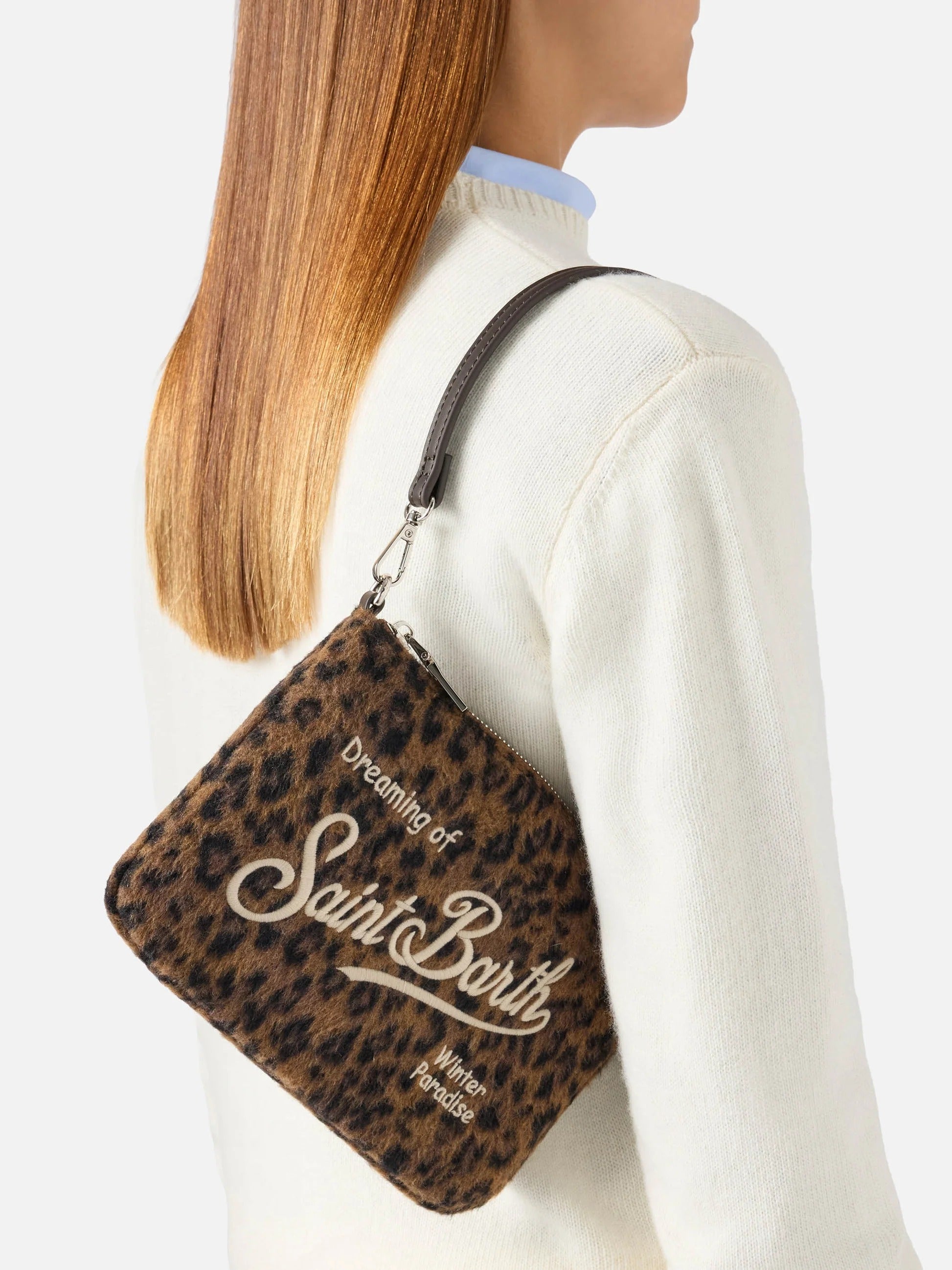Borsa a spalla Mini Parisienne in feltro con stampa leopardata PARM003 00212M MC2 SAINT BARTH 