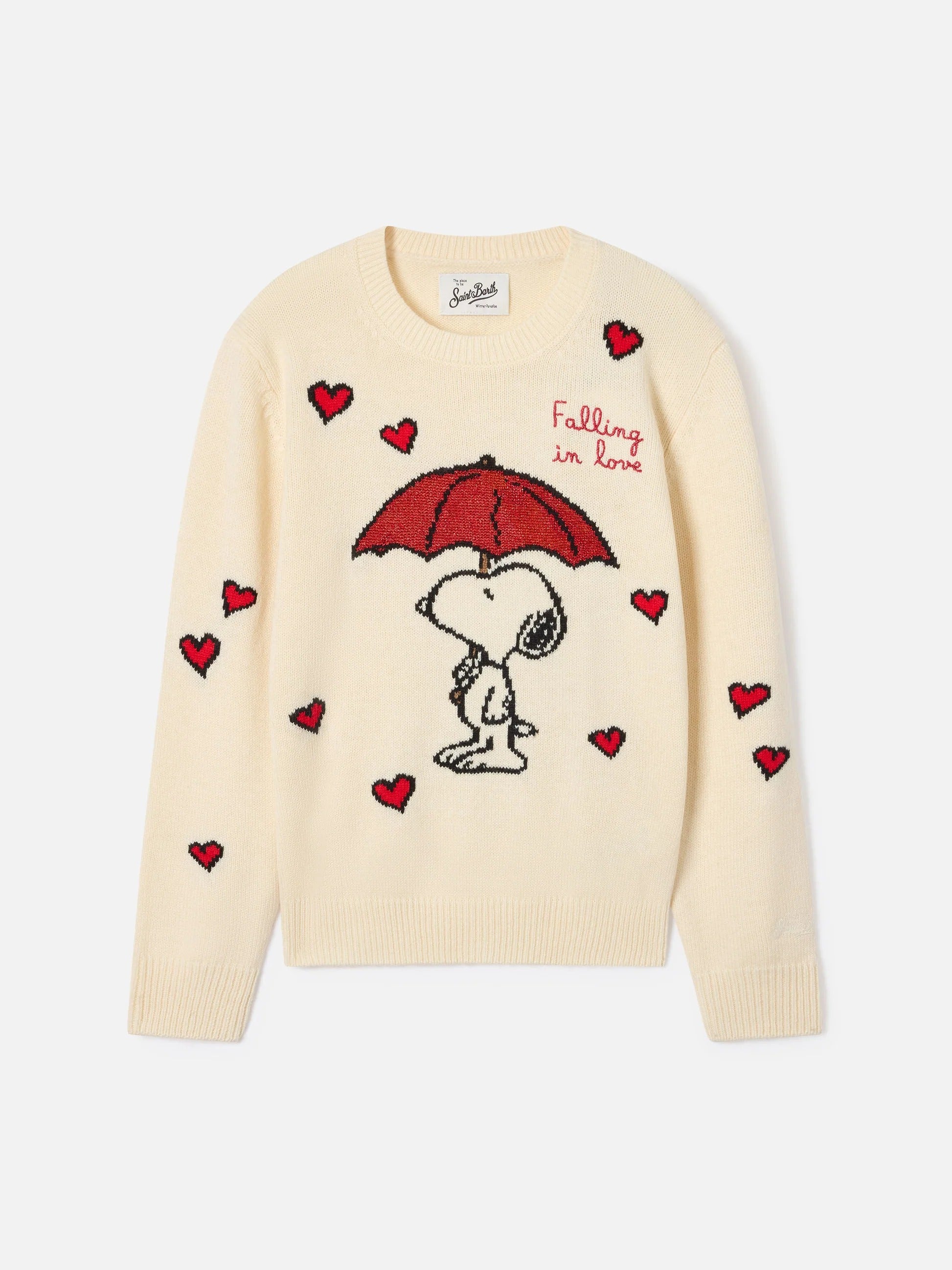 Maglia girocollo Princess panna con intarsio Snoopy | Special edition PRC0005 00160M MC2 SAINT BARTH 
