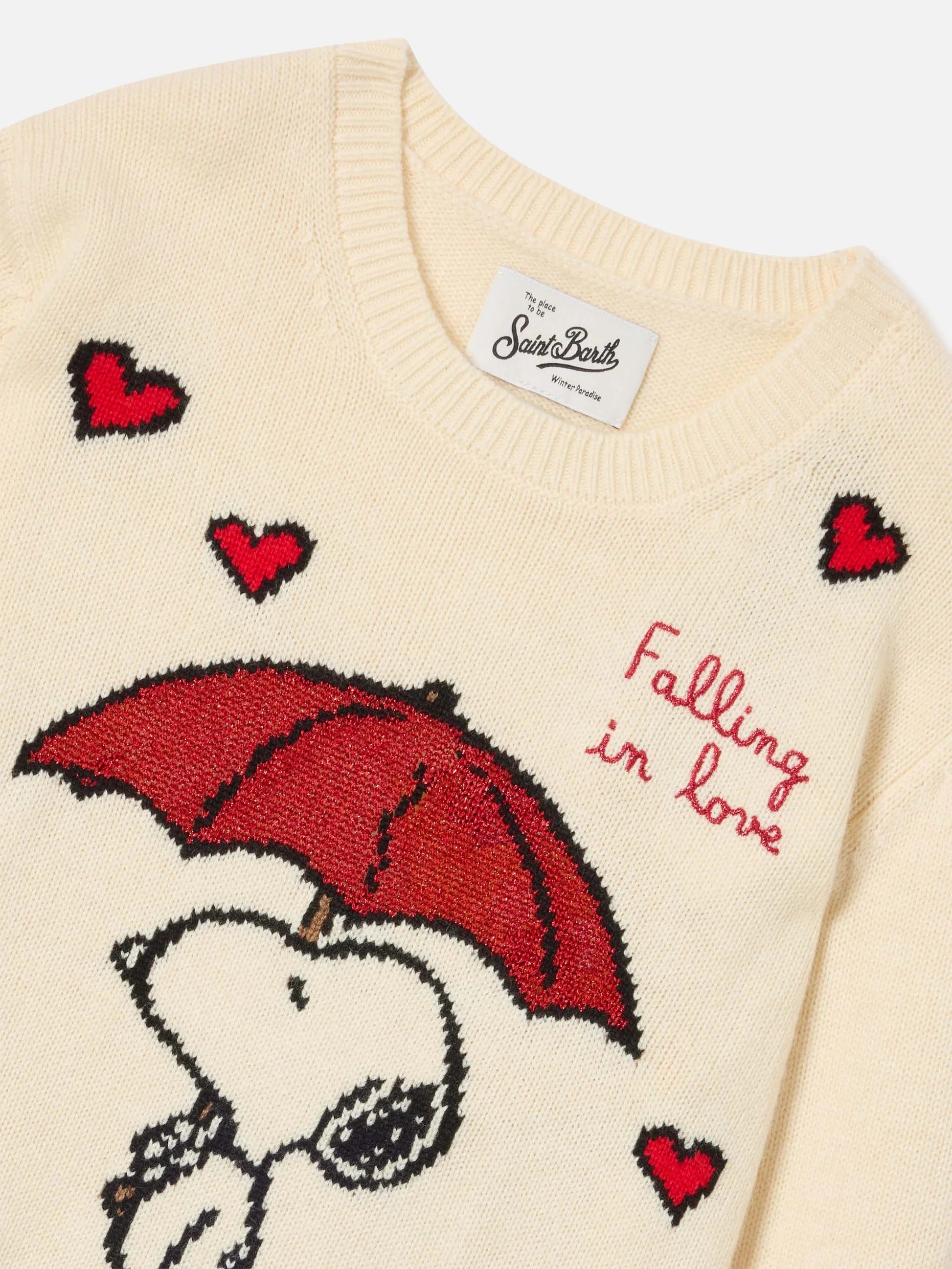 Maglia girocollo Princess panna con intarsio Snoopy | Special edition PRC0005 00160M MC2 SAINT BARTH 