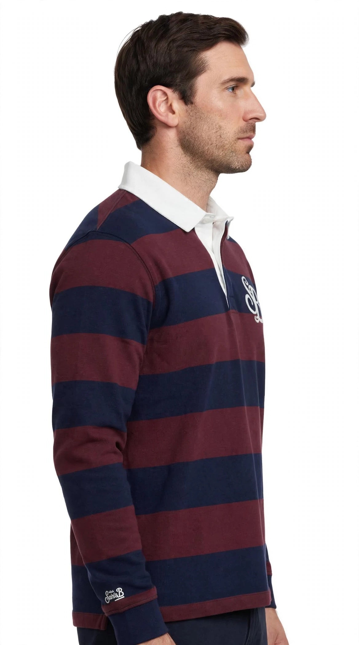 Polo da rugby a righe in cotone stile quarterback QRT0001 01216M MC2 SAINT BARTH 