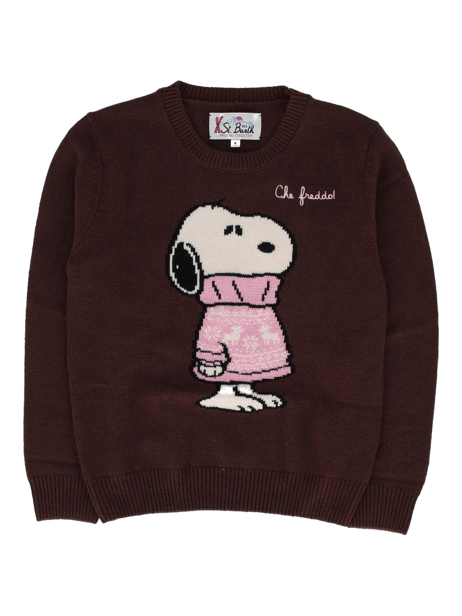 Maglione New Queen Snoopy Marrone Che freddo QUE0010 01774M MC2 SAINT BARTH 