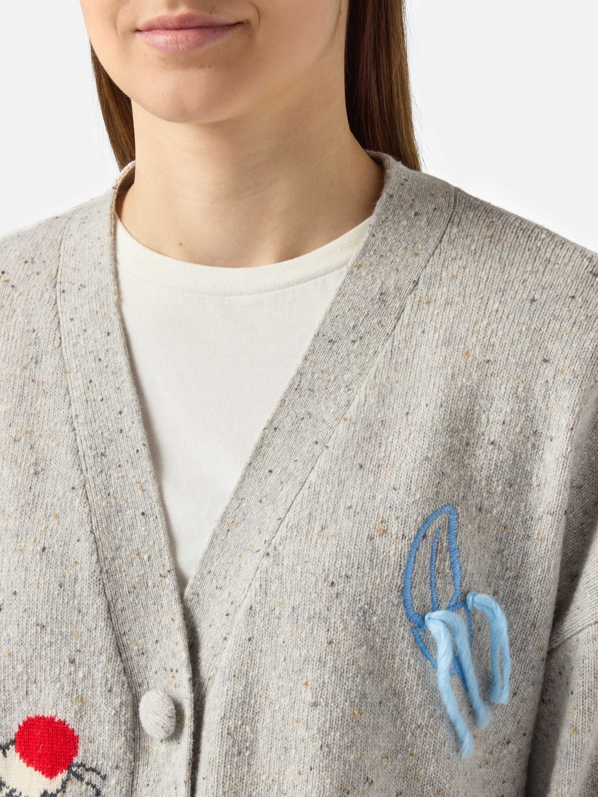 SASI DONEGAL SASI002 - Cardigan oversize Sasi in filato Donegal con bottoni e ricamo Popeye SASI002 00150M MC2 SAINT BARTH 