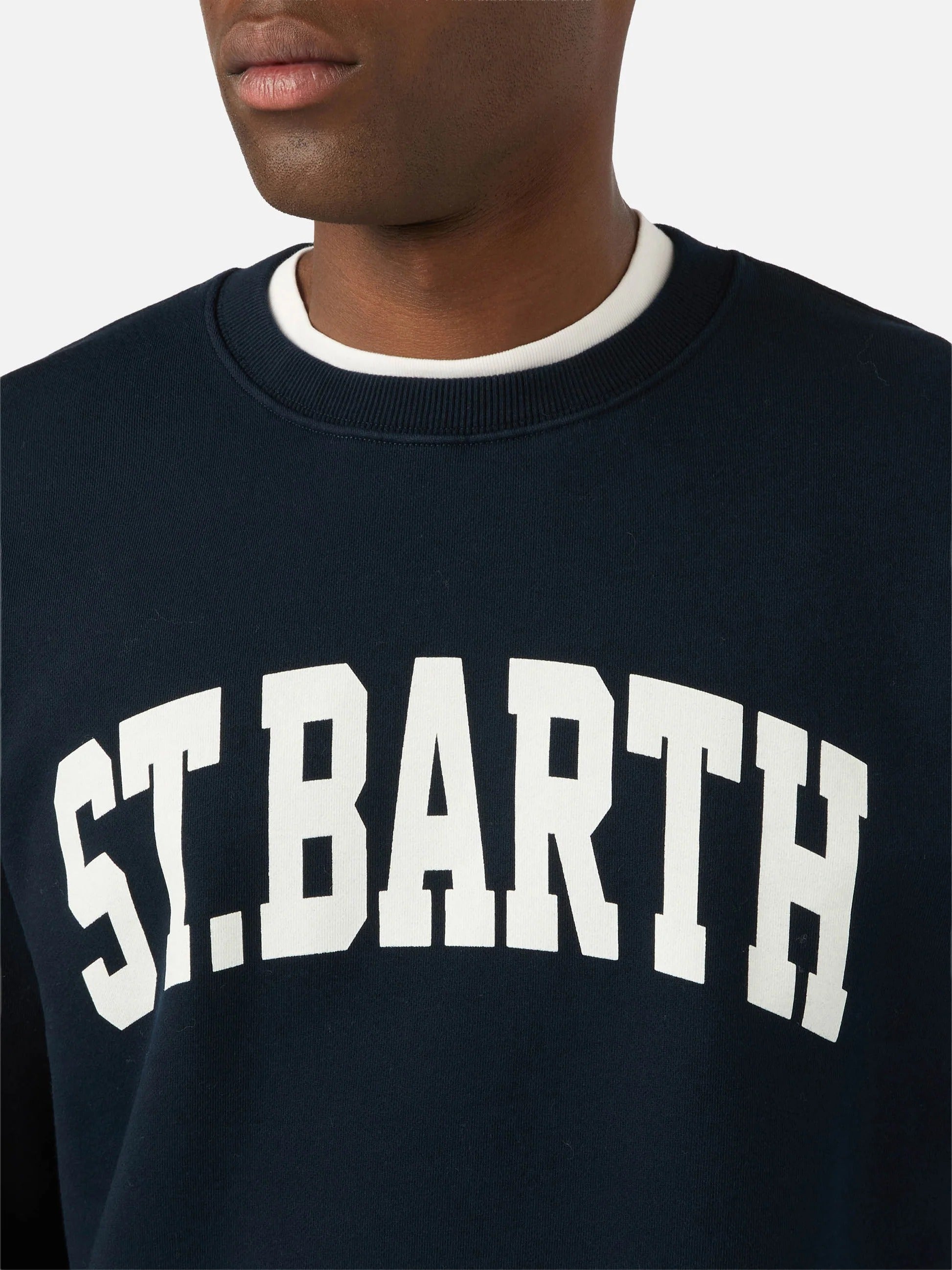 Felpa Soho in cotone blu navy con stampa di St. Barth SOH0004 01671M MC2 SAINT BARTH 