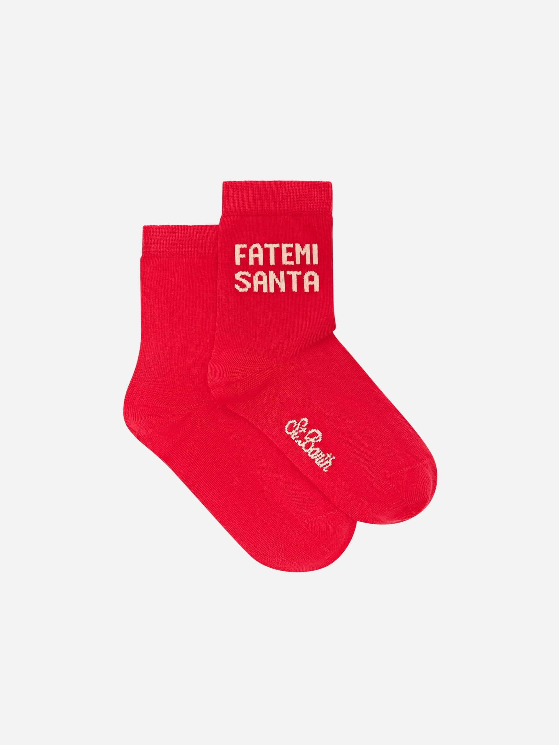 Calzini rossi con scritta Fatemi Santa SOX0010M 00562M MC2 SAINT BARTH 