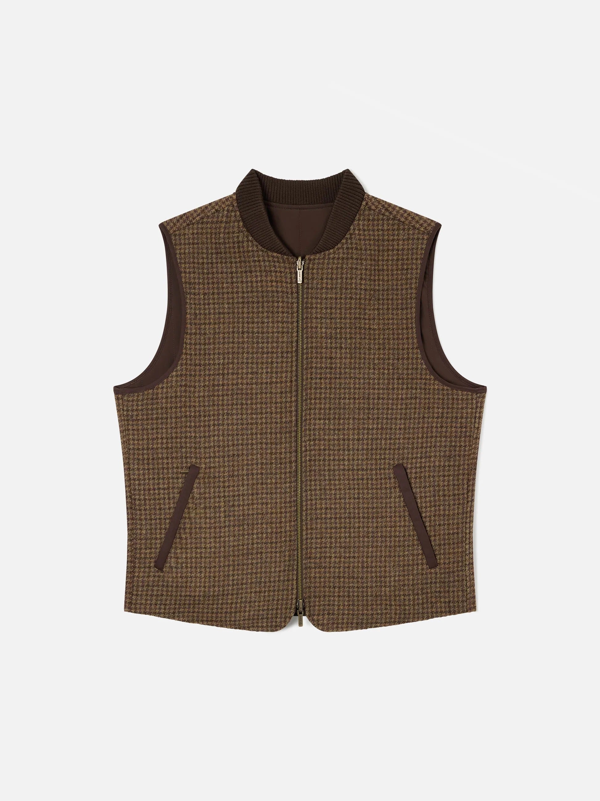 Mc2 Gilet reversibile in lana marrone Spencer con motivo pied de poule SPEN003 00370M MC2 SAINT BARTH 