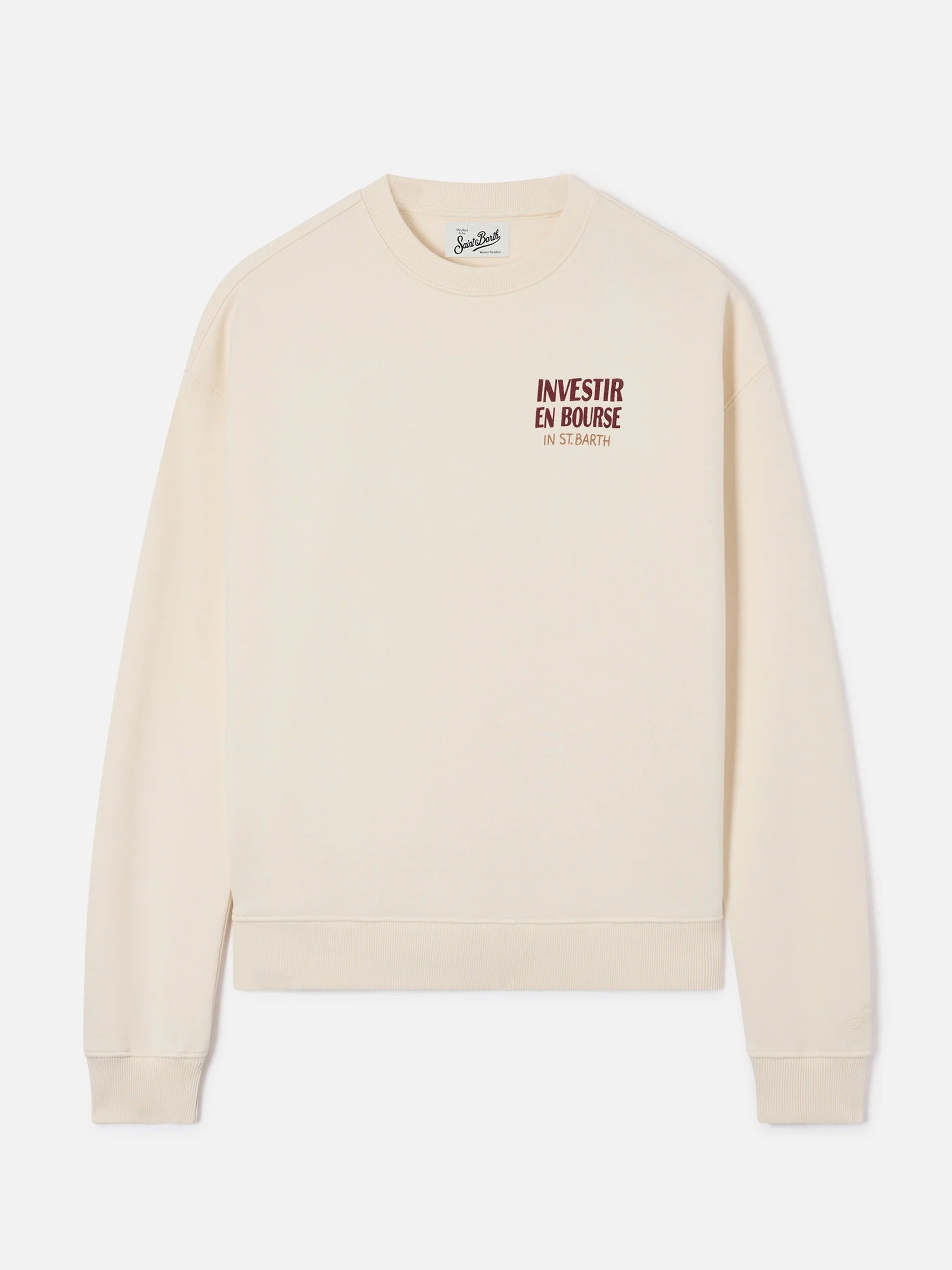 Felpa Stardust off white con stampa Investir En Bourse STDW001 01353M MC2 SAINT BARTH 