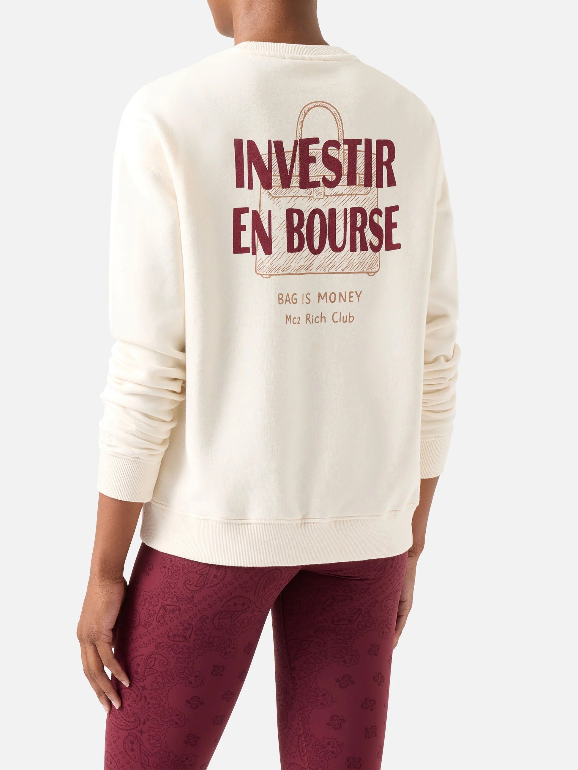 Felpa Stardust off white con stampa Investir En Bourse STDW001 01353M MC2 SAINT BARTH 