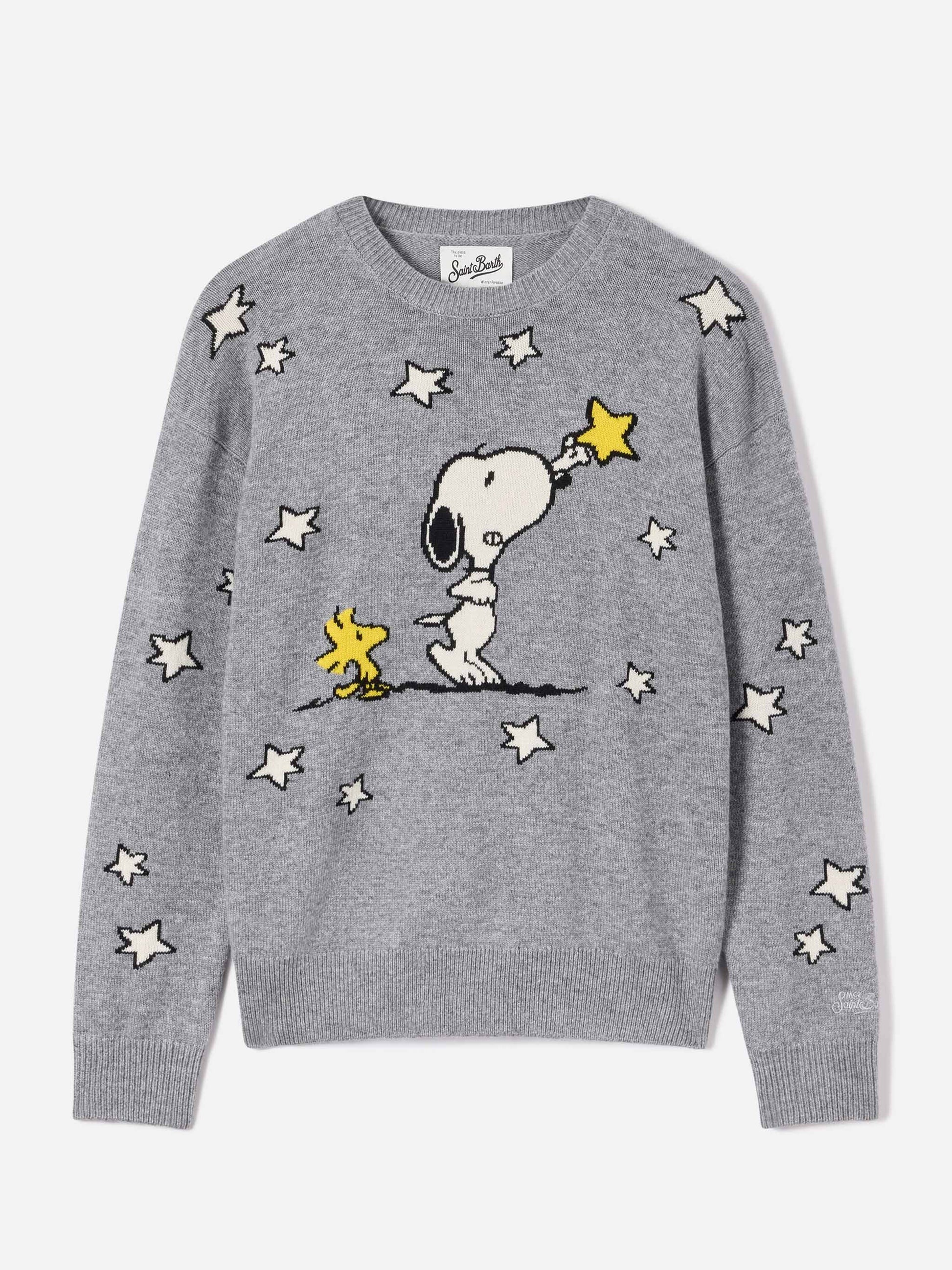Maglia girocollo Tessa grigia in misto lana e cashmere con intarsio Snoopy | Special edition TESS004 00332M MC2 SAINT BARTH 