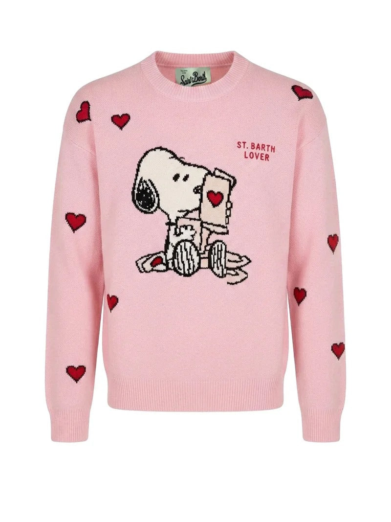 Maglia girocollo Tessa grigia in misto lana e cashmere con intarsio Snoopy | Special edition TESS004 03869M MC2 SAINT BARTH 