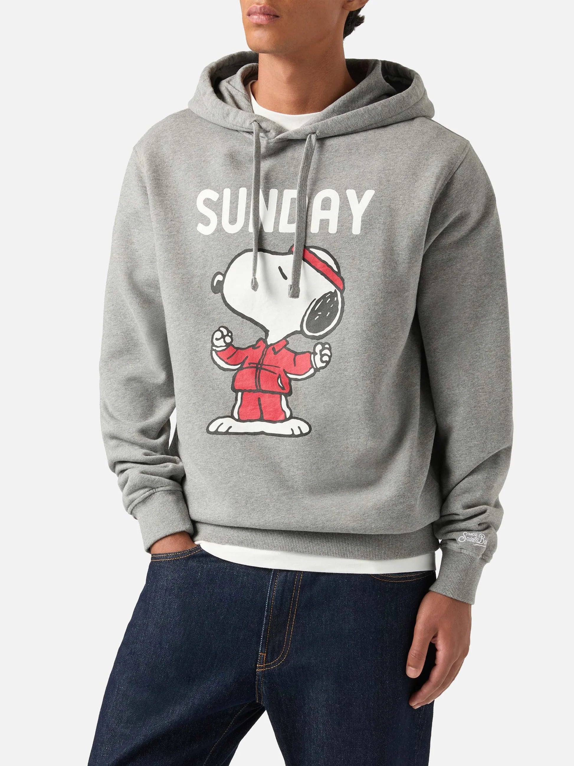 Felpa con cappuccio Tribeca grigia in cotone con stampa Snoopy | Special edition TRI0001 00361M MC2 SAINT BARTH 