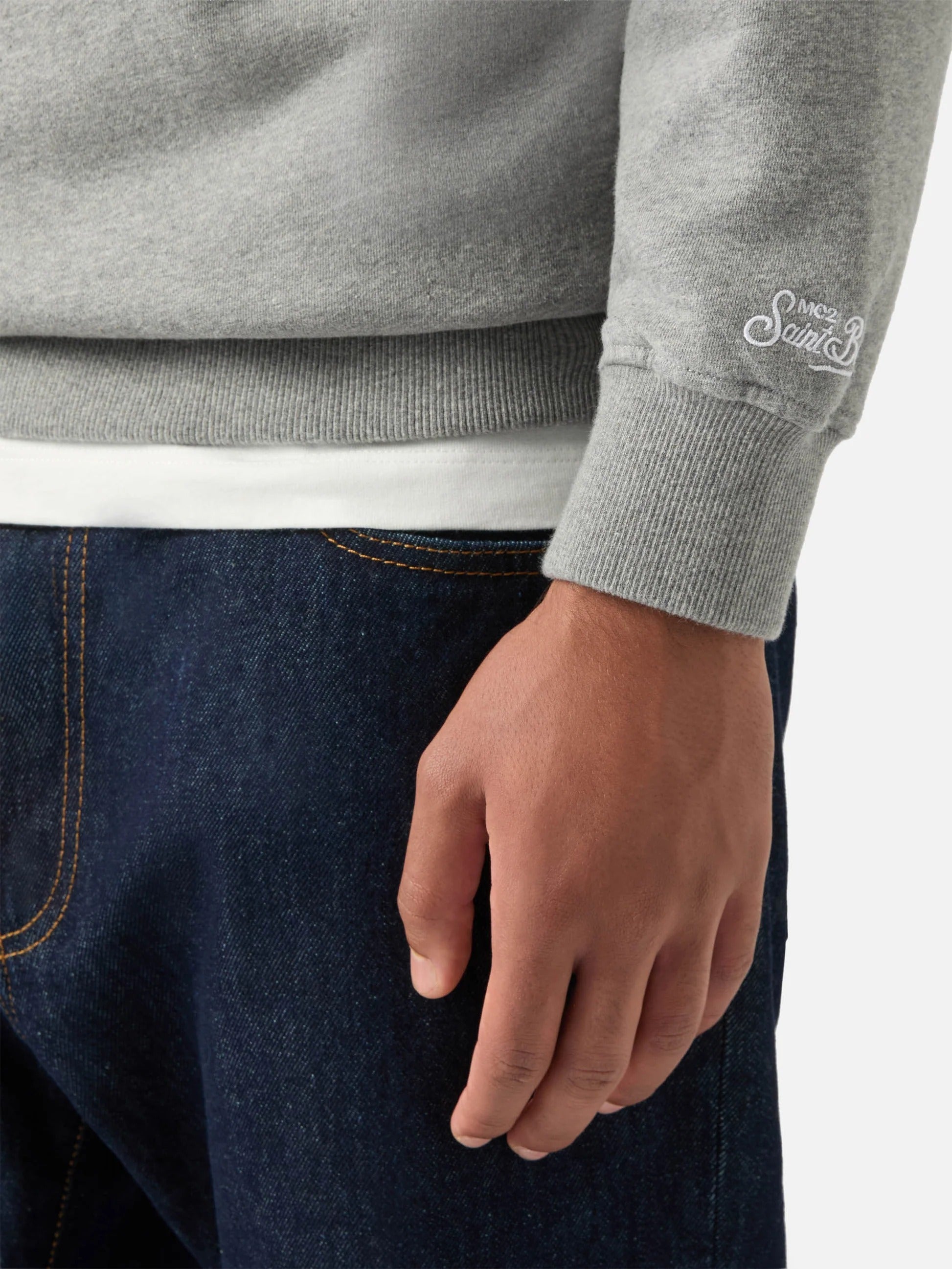 Felpa con cappuccio Tribeca grigia in cotone con stampa Snoopy | Special edition TRI0001 00361M MC2 SAINT BARTH 