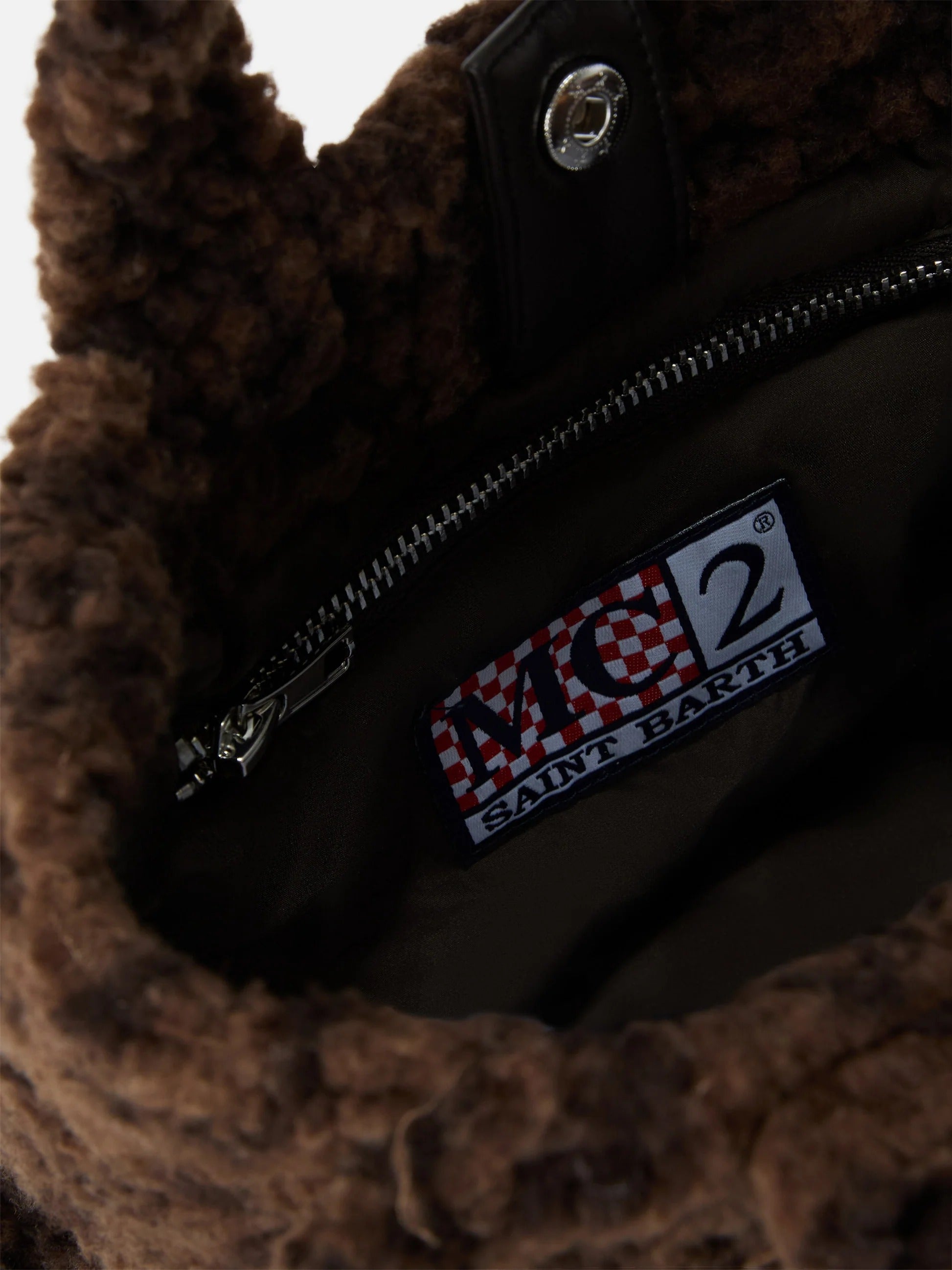 Borsa Mini Vanity marrone in tessuto teddy con stampa leopardata VAMI029 00212M MC2 SAINT BARTH 