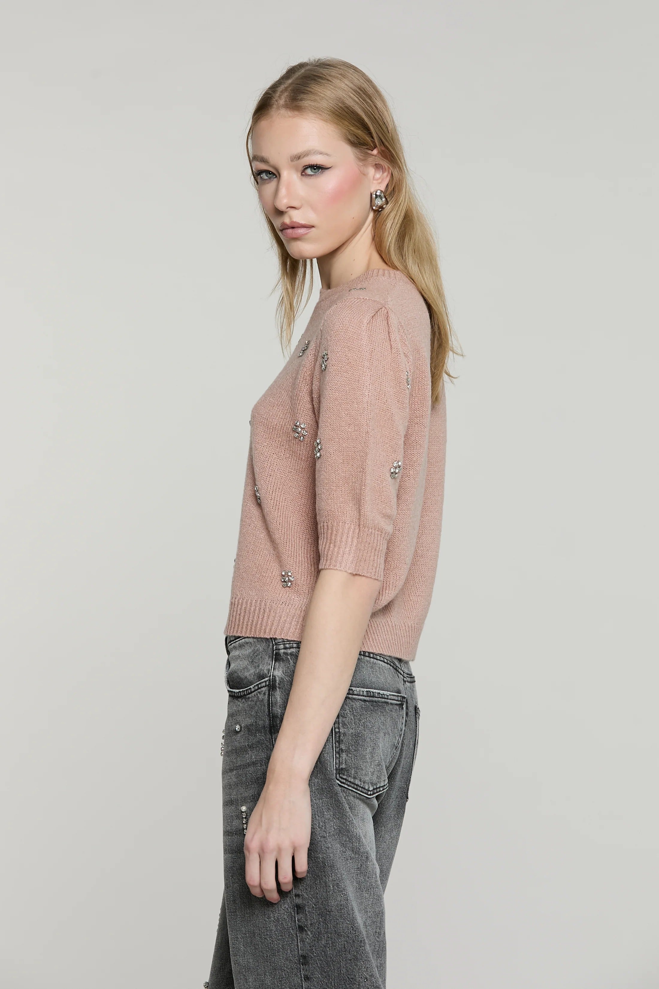 Maglia DALEN mezza manica con castoni più pietre rose smoke RDA2602261041 2409 RELISH 