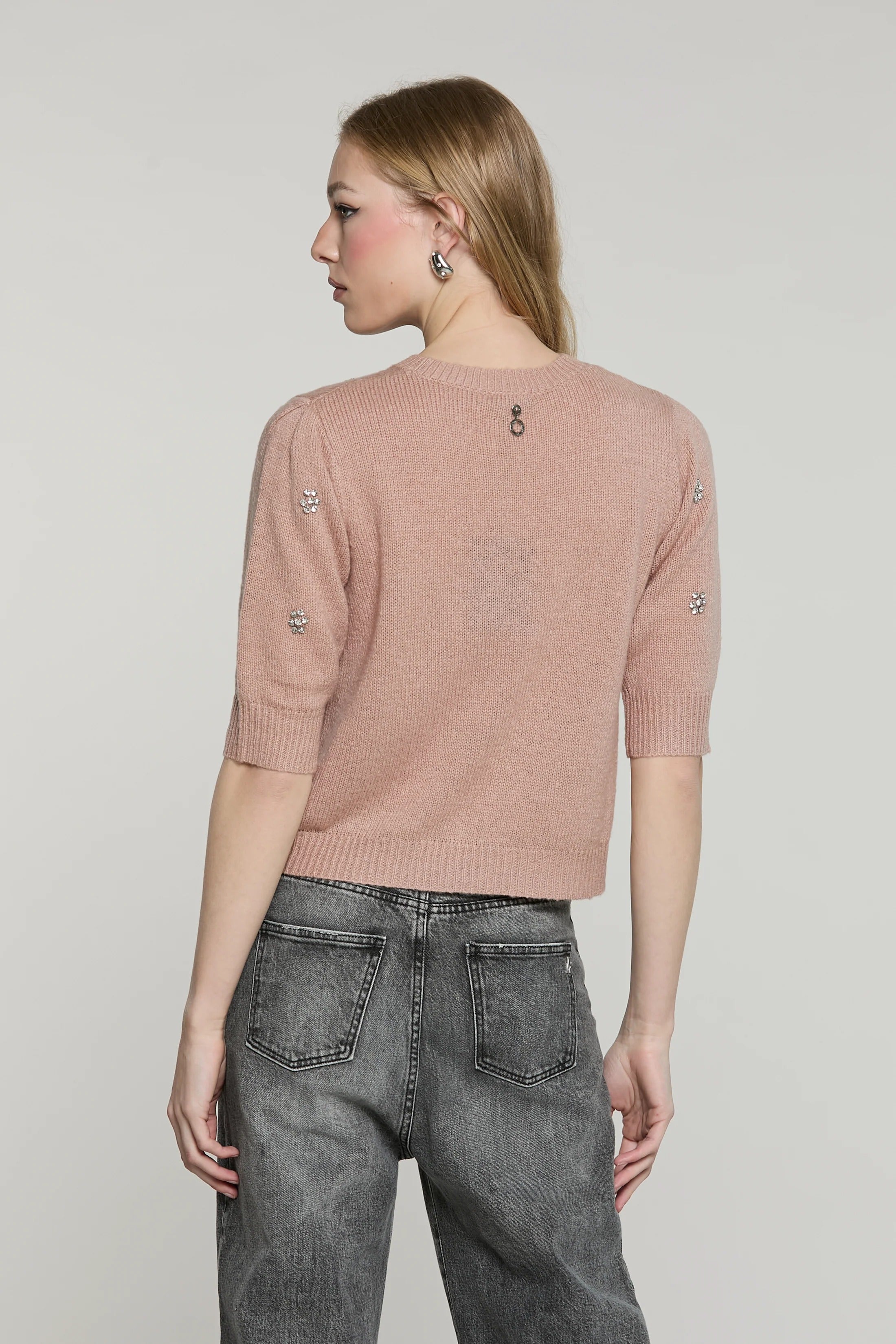 Maglia DALEN mezza manica con castoni più pietre rose smoke RDA2602261041 2409 RELISH 