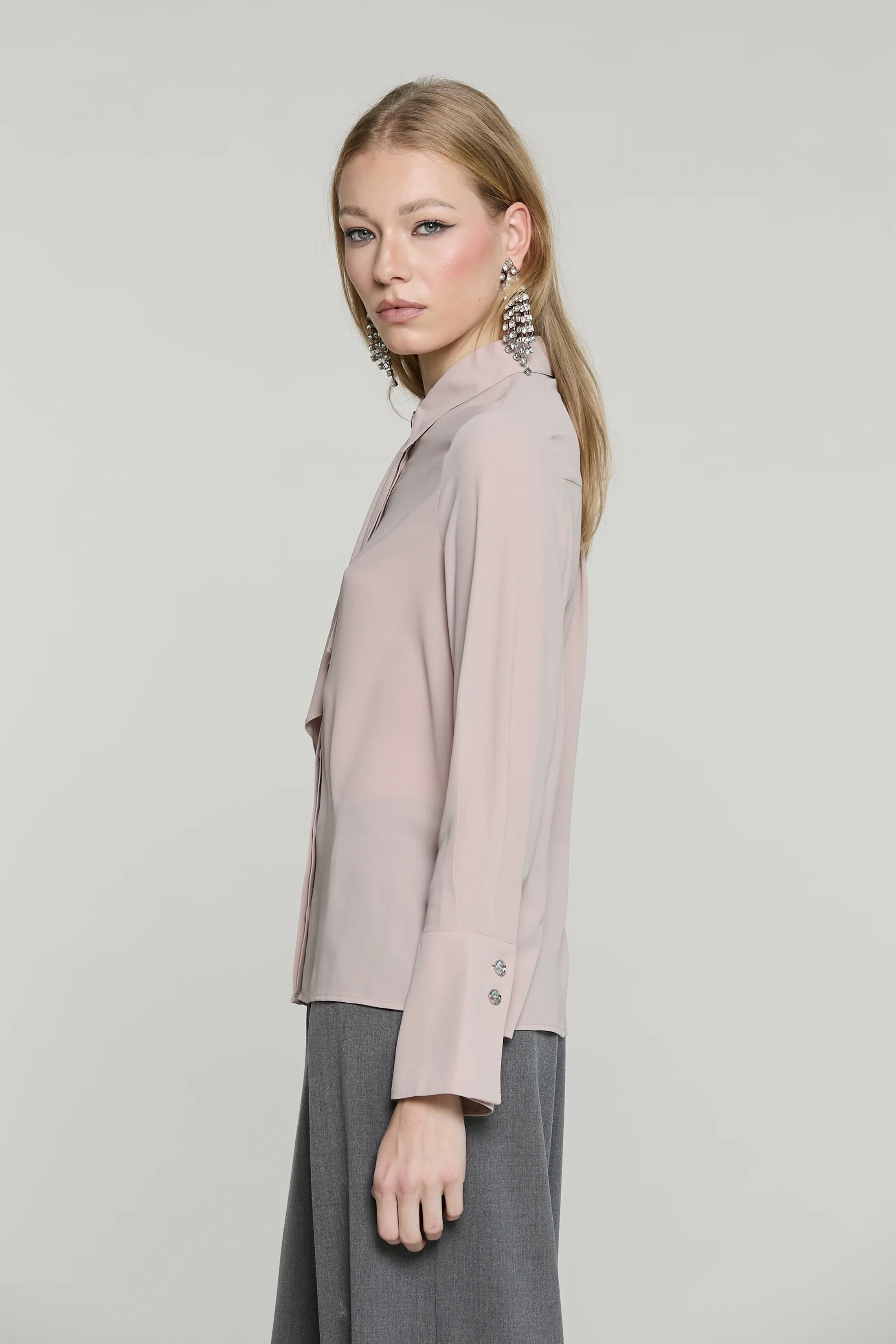 Camicia LA_GARZA manica lunga campana con bott.gioiello più gala rose smoke RDA2603009013 2409 RELISH 