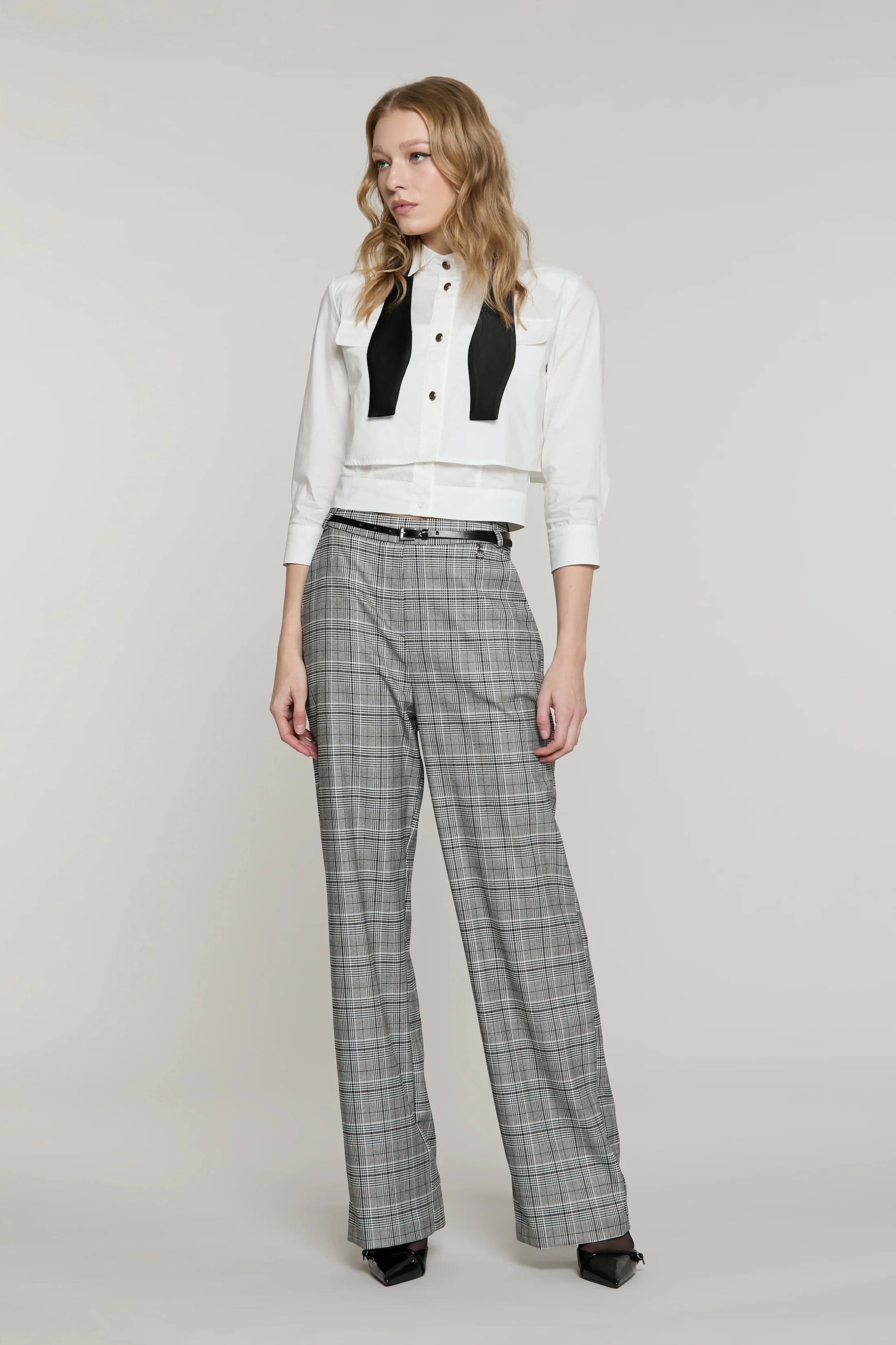 Camicia CORVINA corta manica 3/4 con patte più papillon milk RDA2603056016 1101 RELISH 