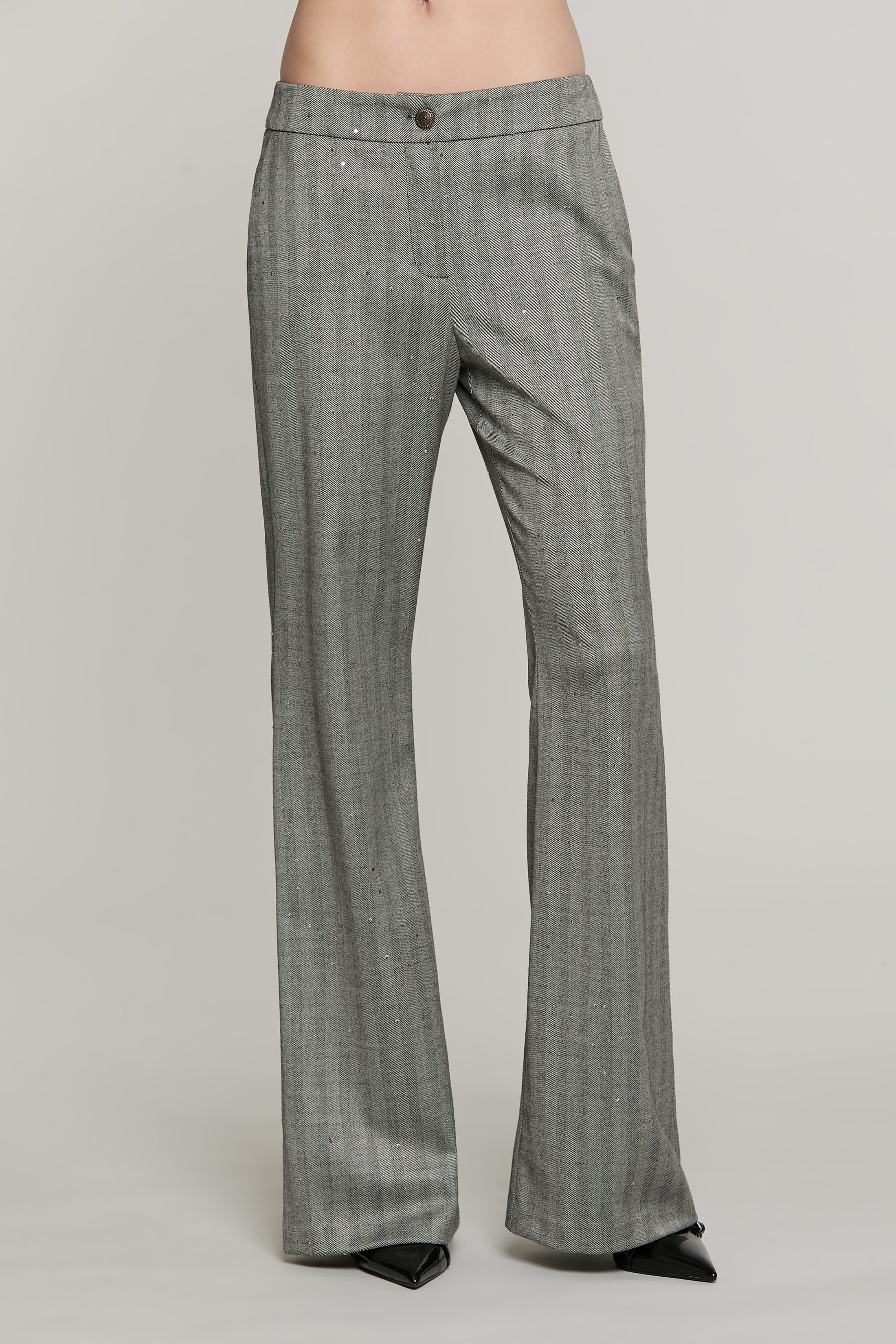 Pantalone RICKMAN vita alta con tasche francesi spigato più paillettes RDA2607455026 1199 RELISH 