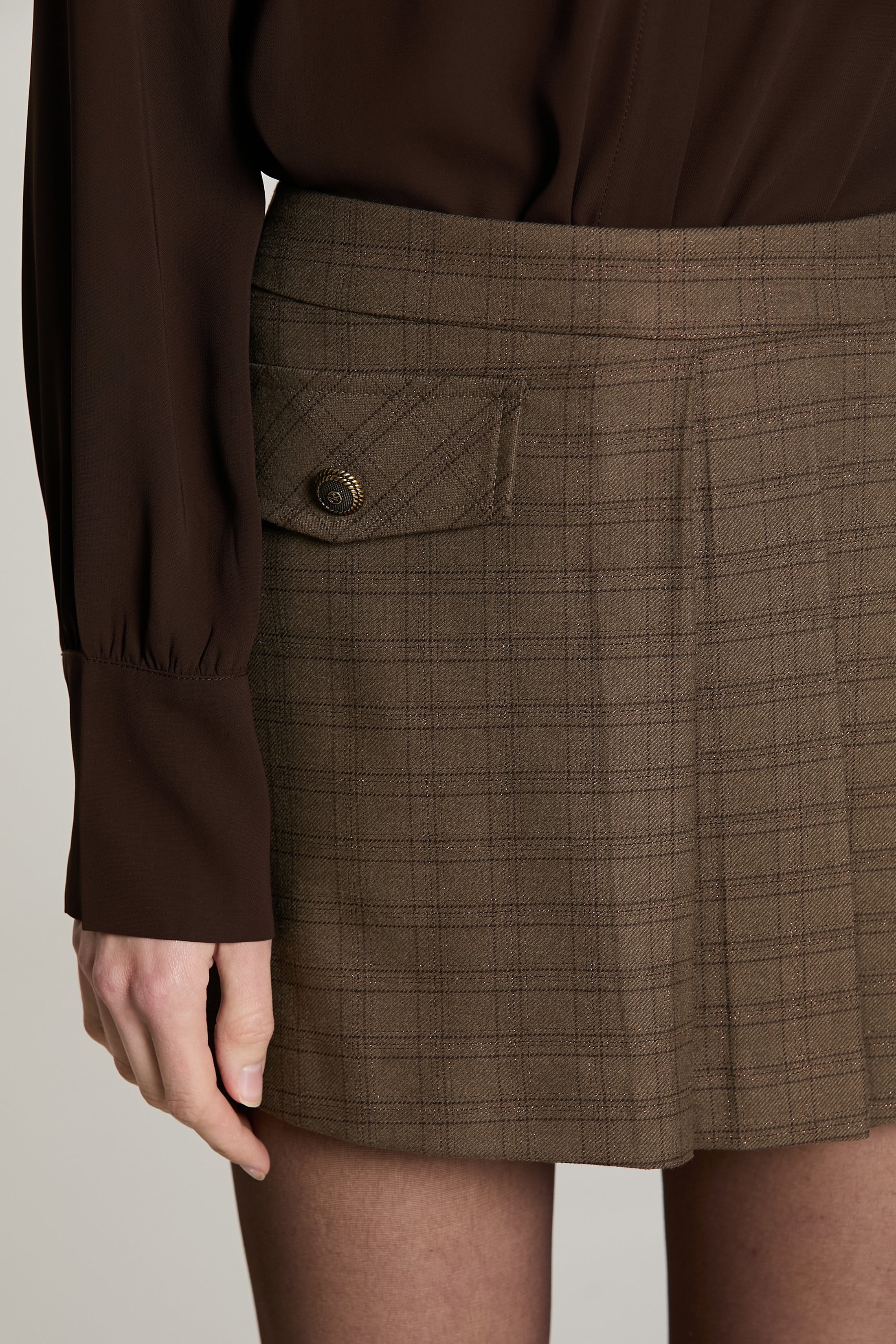 Shorts ACCIAI con pannello più pieghe più patta quadri con lurex coffe liquour RDA2607455029 1987 RELISH 