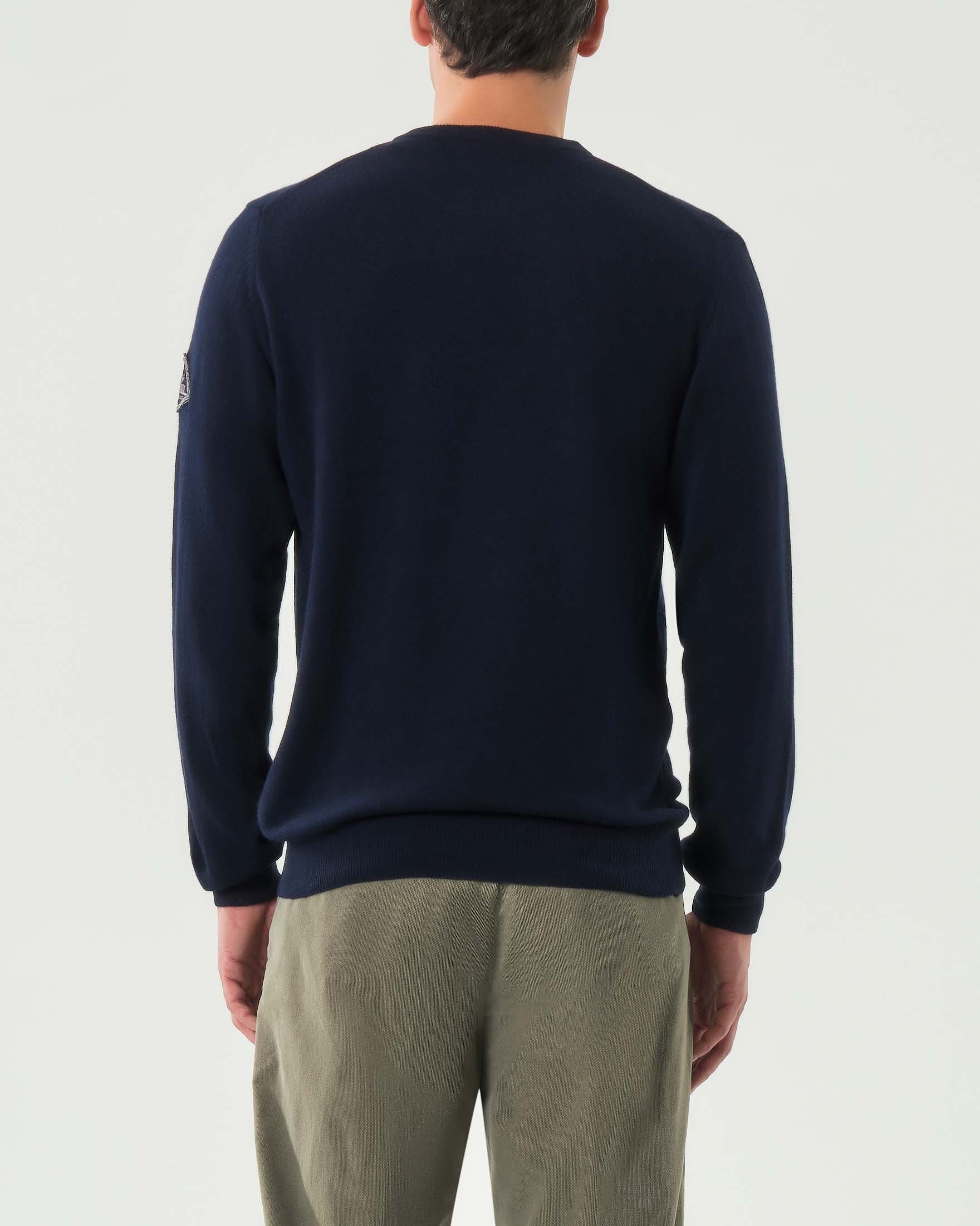 MAGLIA GIROCOLLO IN LANA E CASHMERE BLUE NAVY RRU199CT48XXXX C0048 ROY ROGER'S 