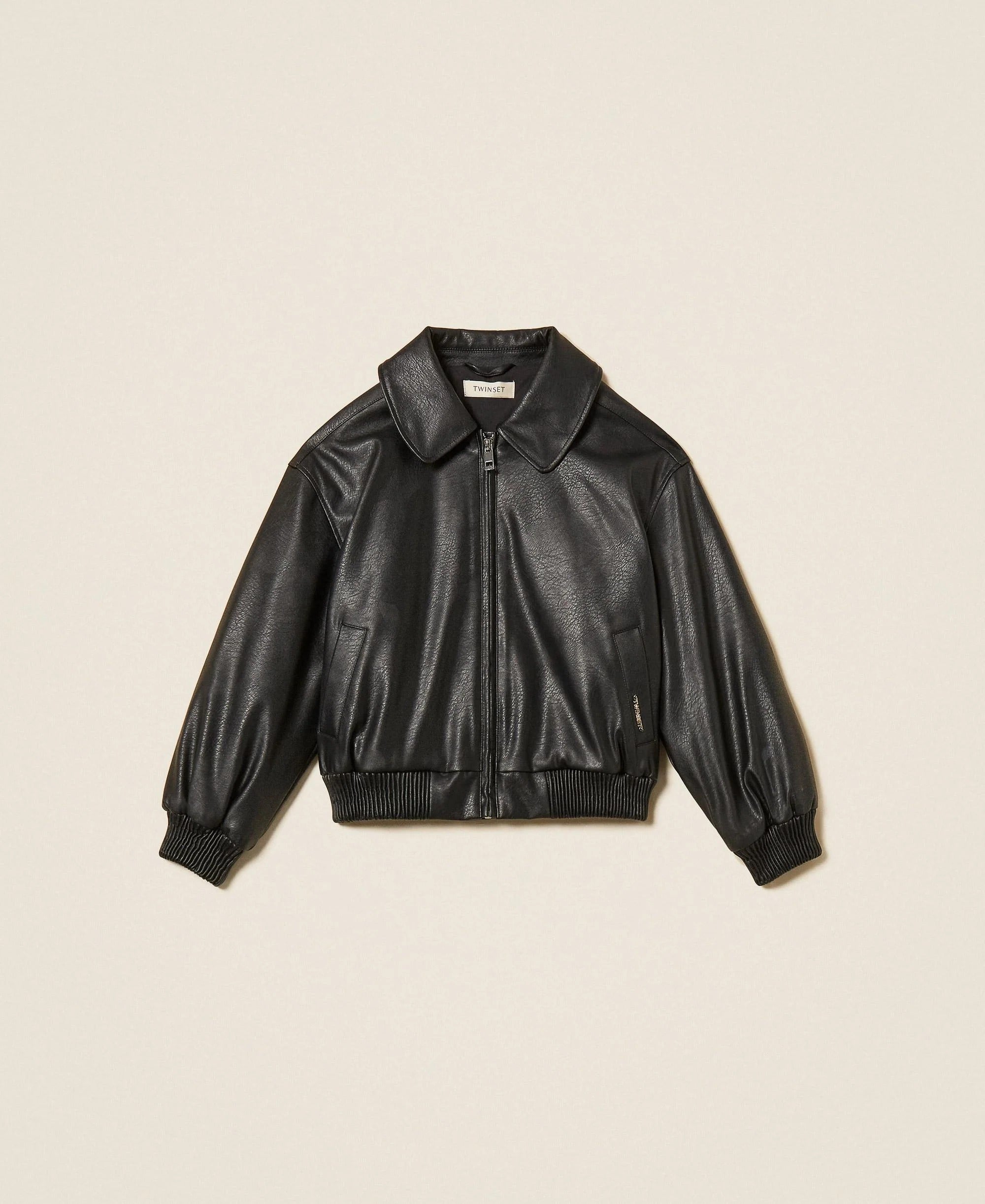 Bomber effetto pelle con colletto nero 262GJ2010 00006 TWINSET 