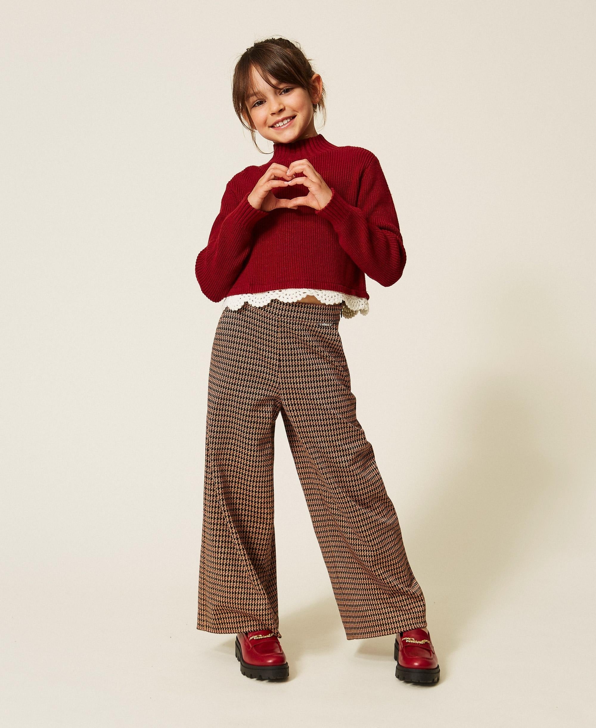 Pantaloni a palazzo in pied-de-poule 262GJ2092 13819 TWINSET 