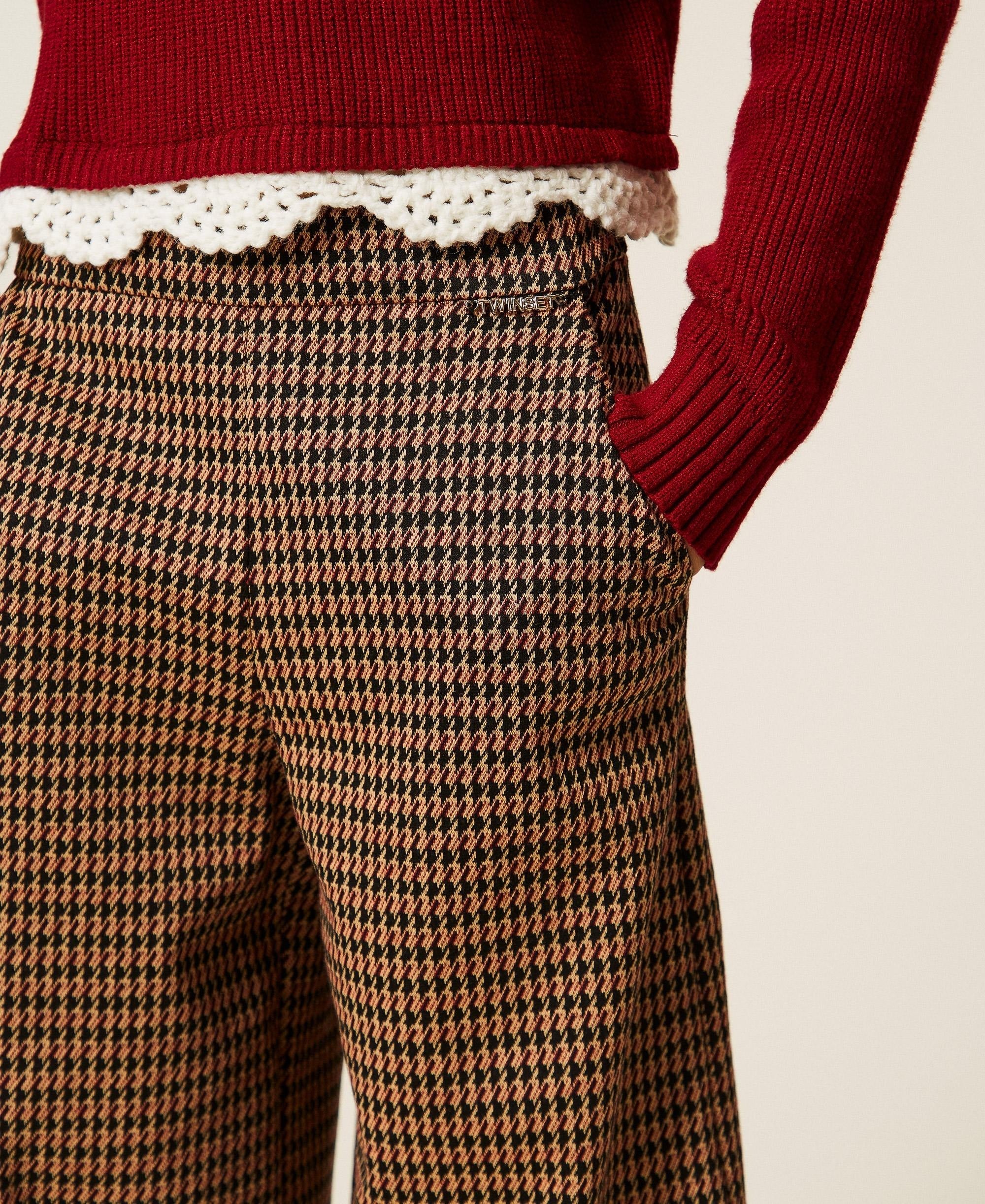 Pantaloni a palazzo in pied-de-poule 262GJ2092 13819 TWINSET 
