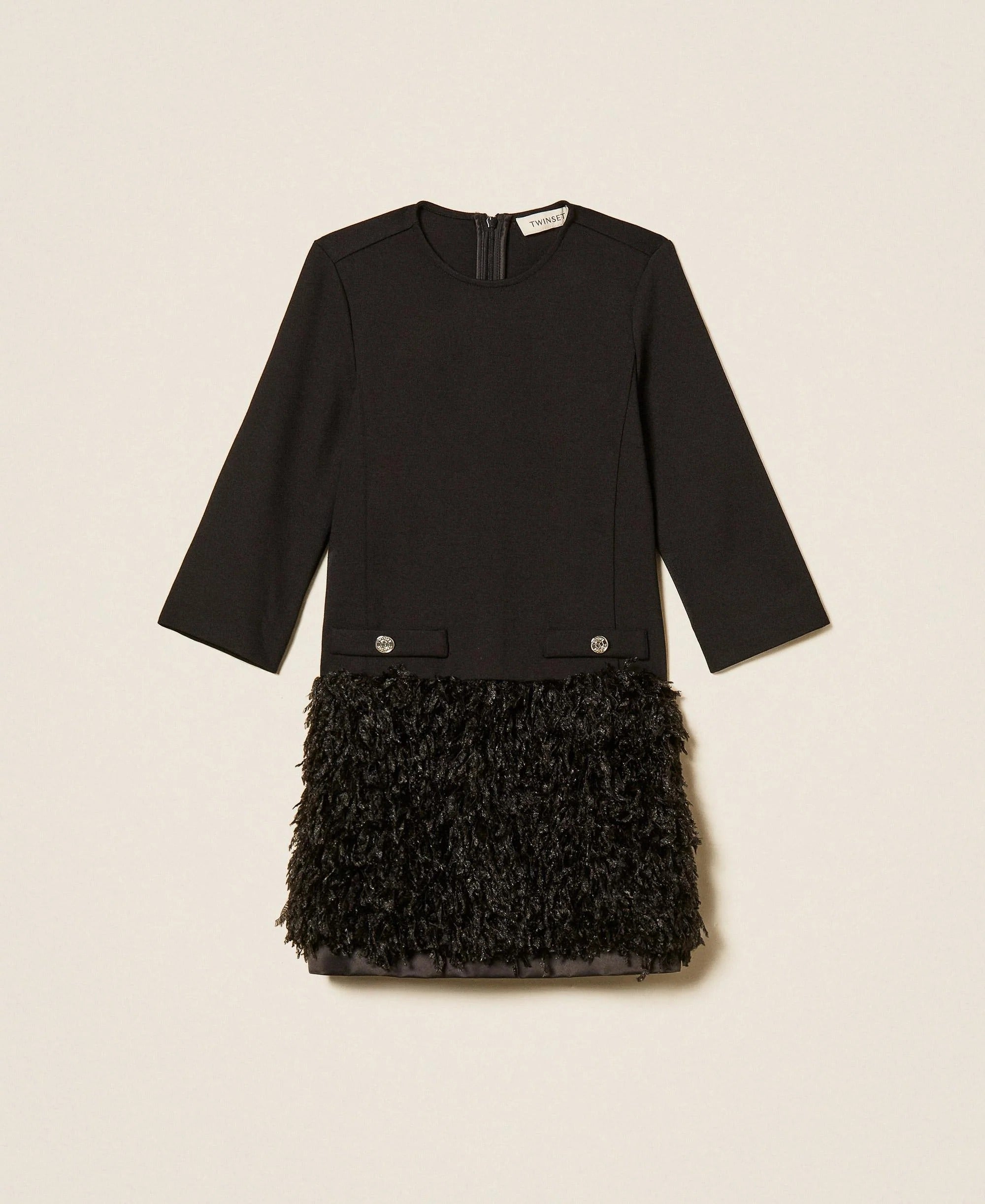 Abito corto con faux fur nero 262GJ2160 00006 TWINSET 