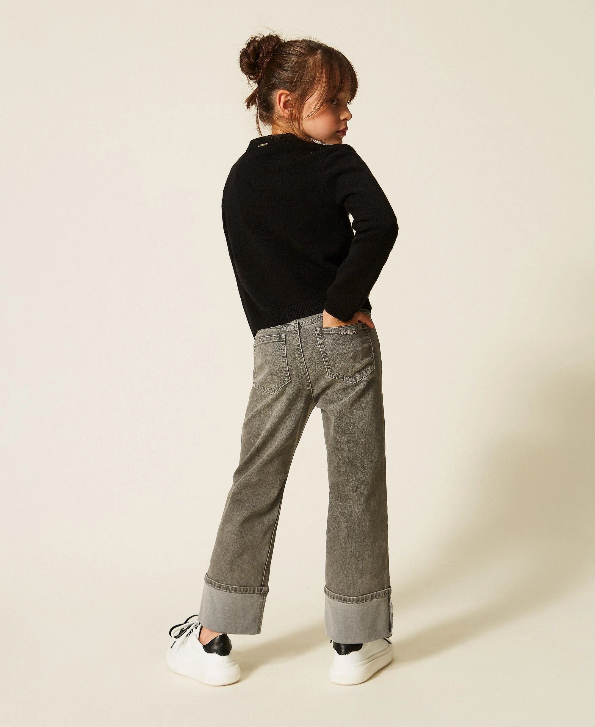 Jeans dritti con risvolto grigio 262GJ2220 01243 TWINSET 
