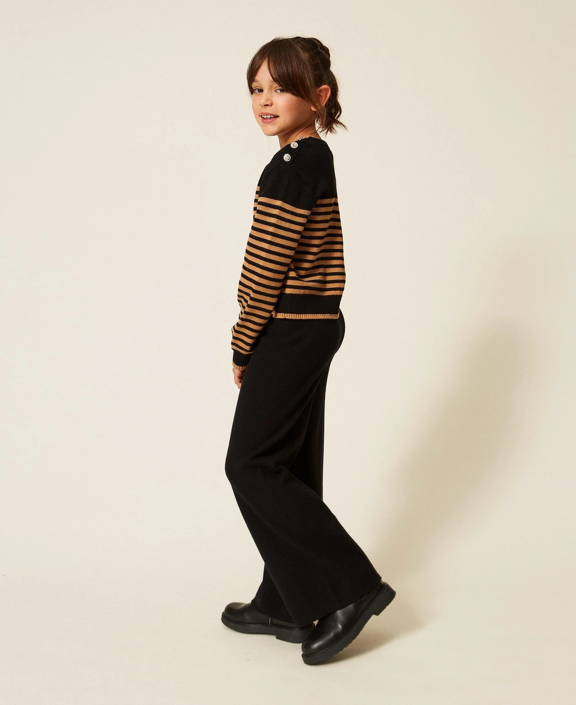 Pantaloni in maglia con bottoni neri 262GJ3033 00006 TWINSET 