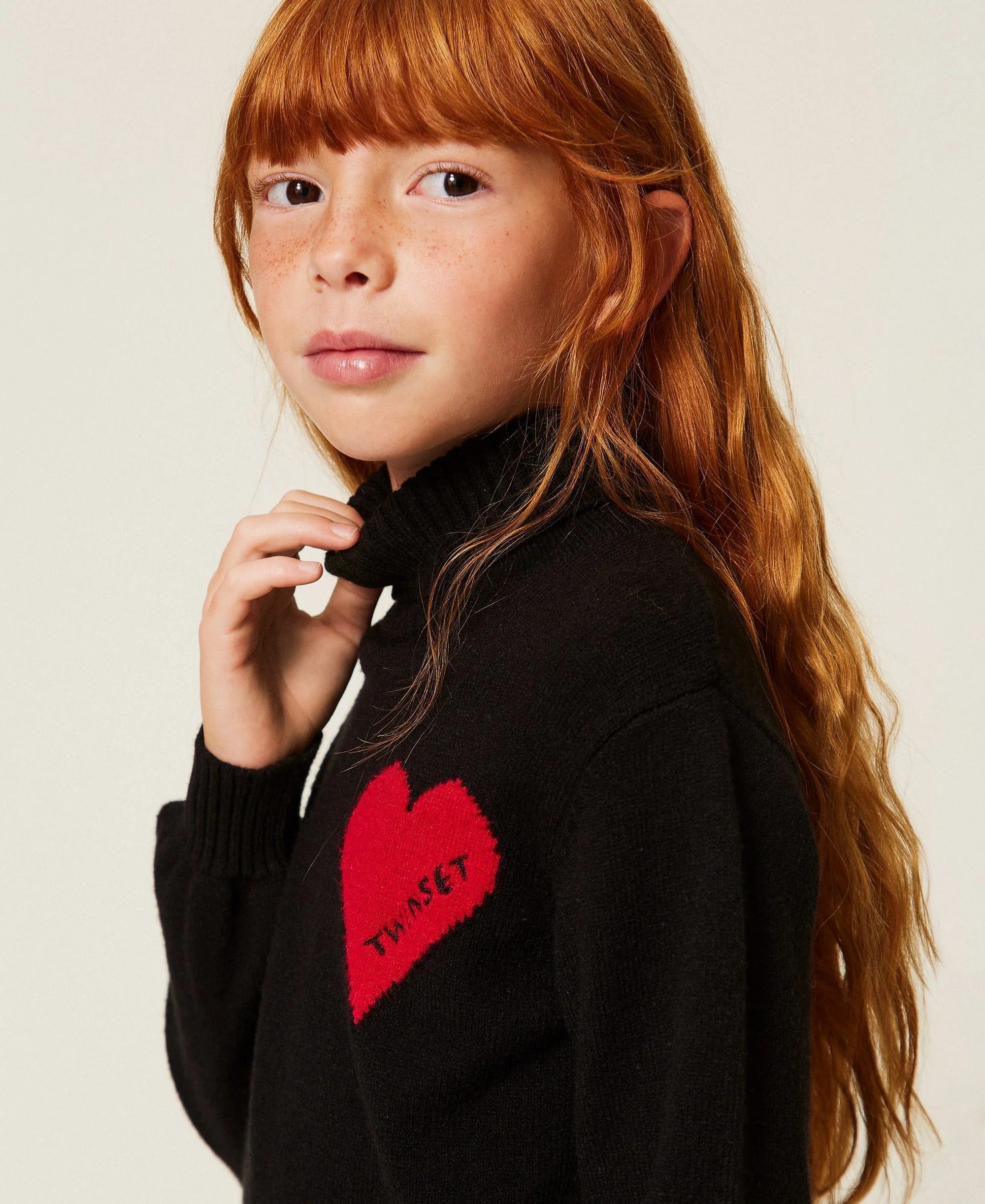 Maglia a lupetto con cuore e logo 262GJ3040 13774 TWINSET 