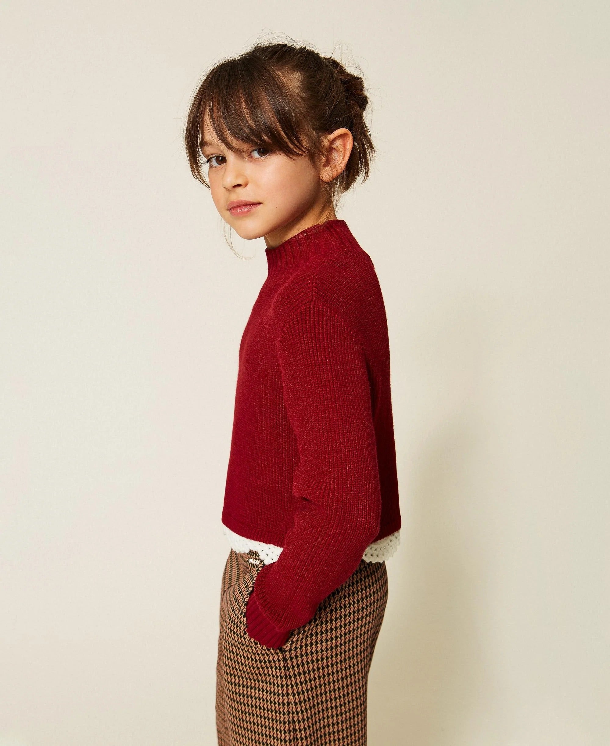Maglia a lupetto con crochet red ruby 262GJ3080 13783 TWINSET 
