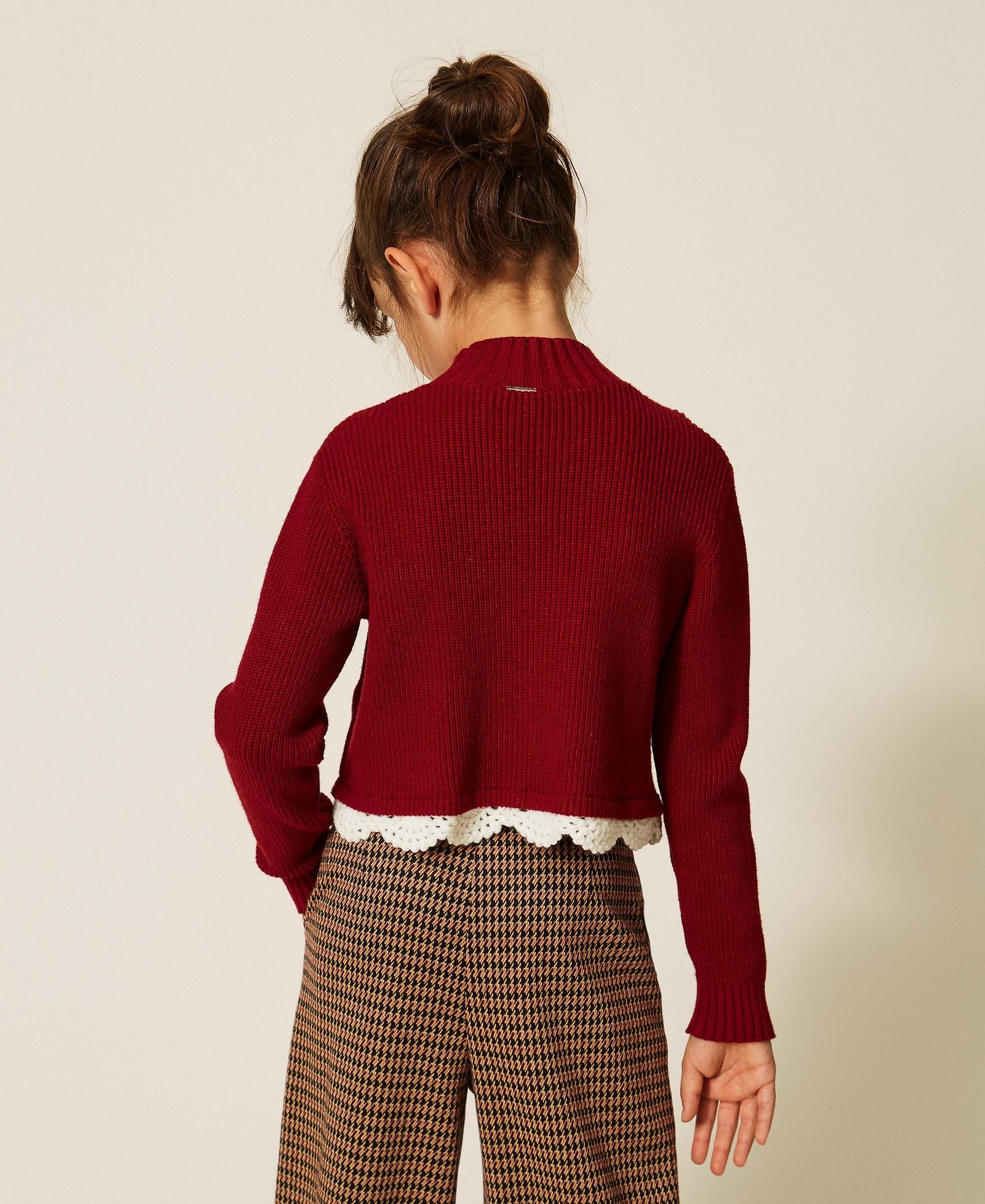 Maglia a lupetto con crochet red ruby 262GJ3080 13783 TWINSET 