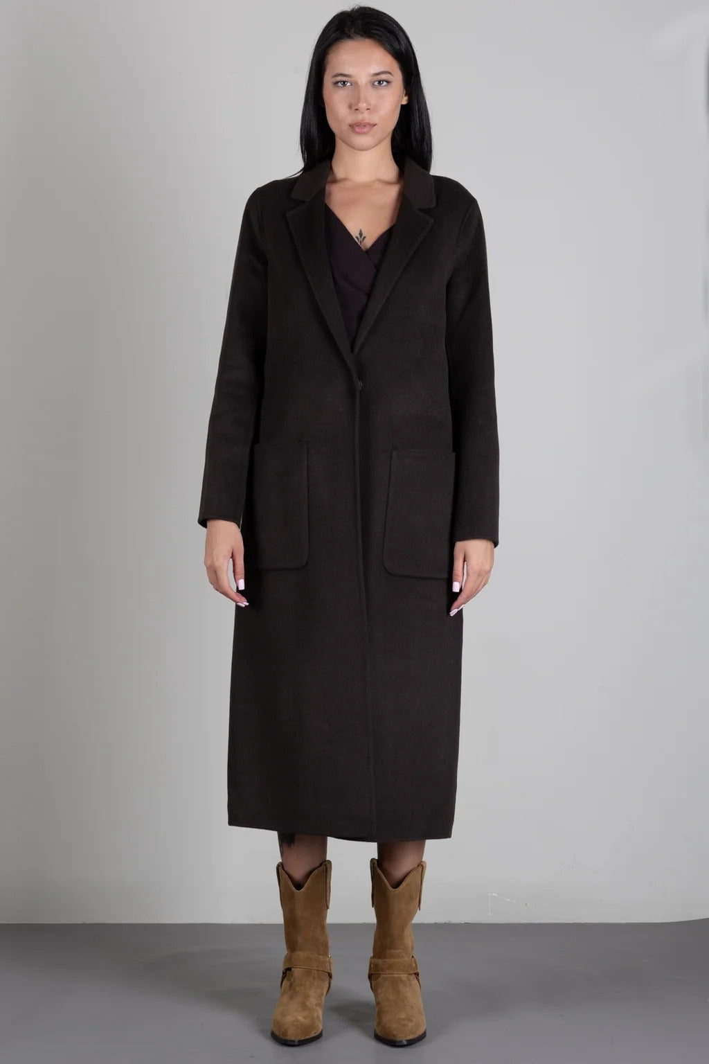 Cappotto Lungo In Misto Lana FONDENTE TAC0002 FONDENTE VICOLO 