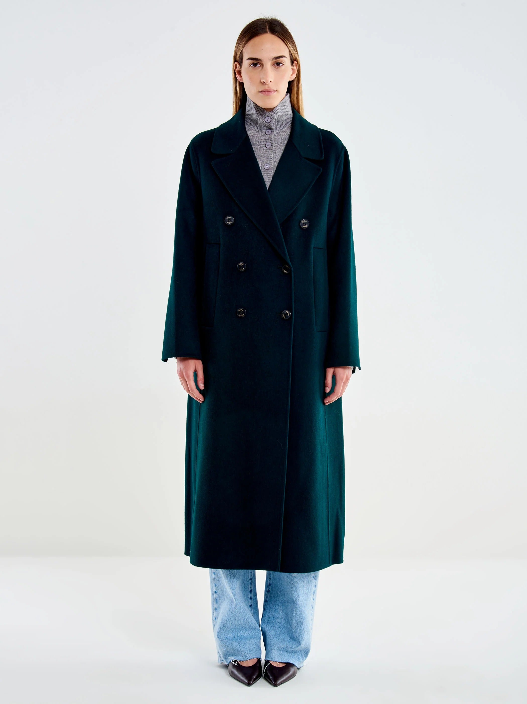 Cappotto Lungo Doppiopetto verde foresta TAC0011 FORESTA VICOLO 
