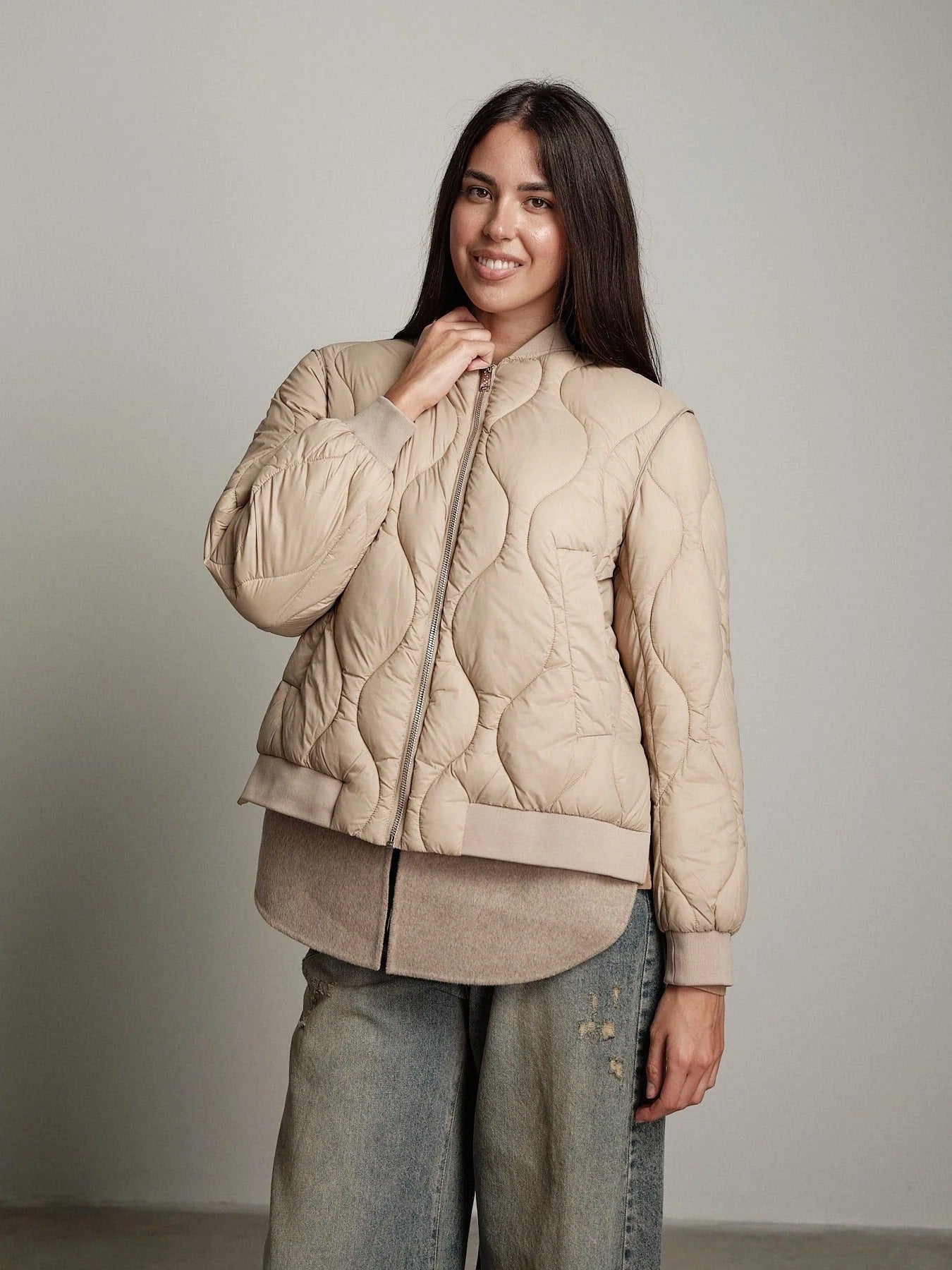 Giacca Vicolo Bomber Trapuntato Sabbia con Zip TAC0049 BEIGE VICOLO 
