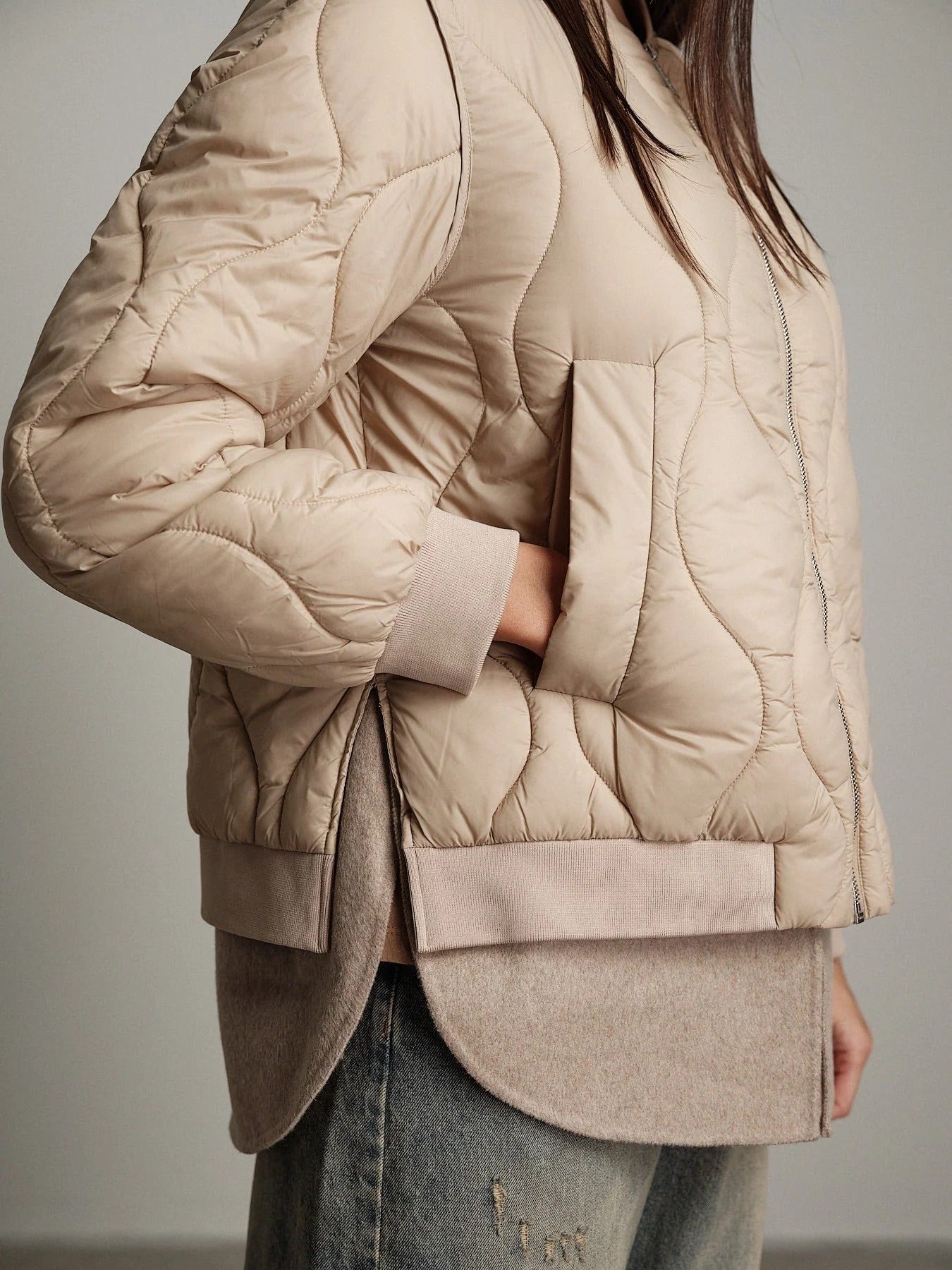 Giacca Vicolo Bomber Trapuntato Sabbia con Zip TAC0049 BEIGE VICOLO 