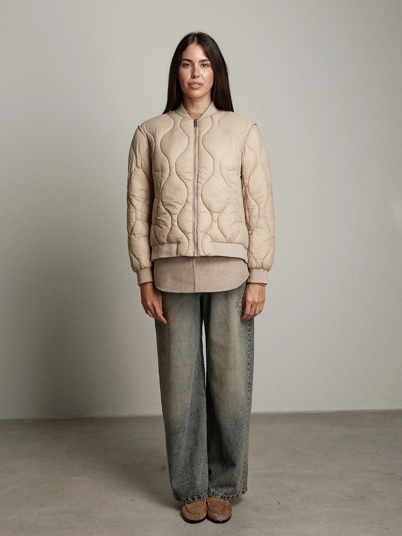 Giacca Vicolo Bomber Trapuntato Sabbia con Zip TAC0049 BEIGE VICOLO 