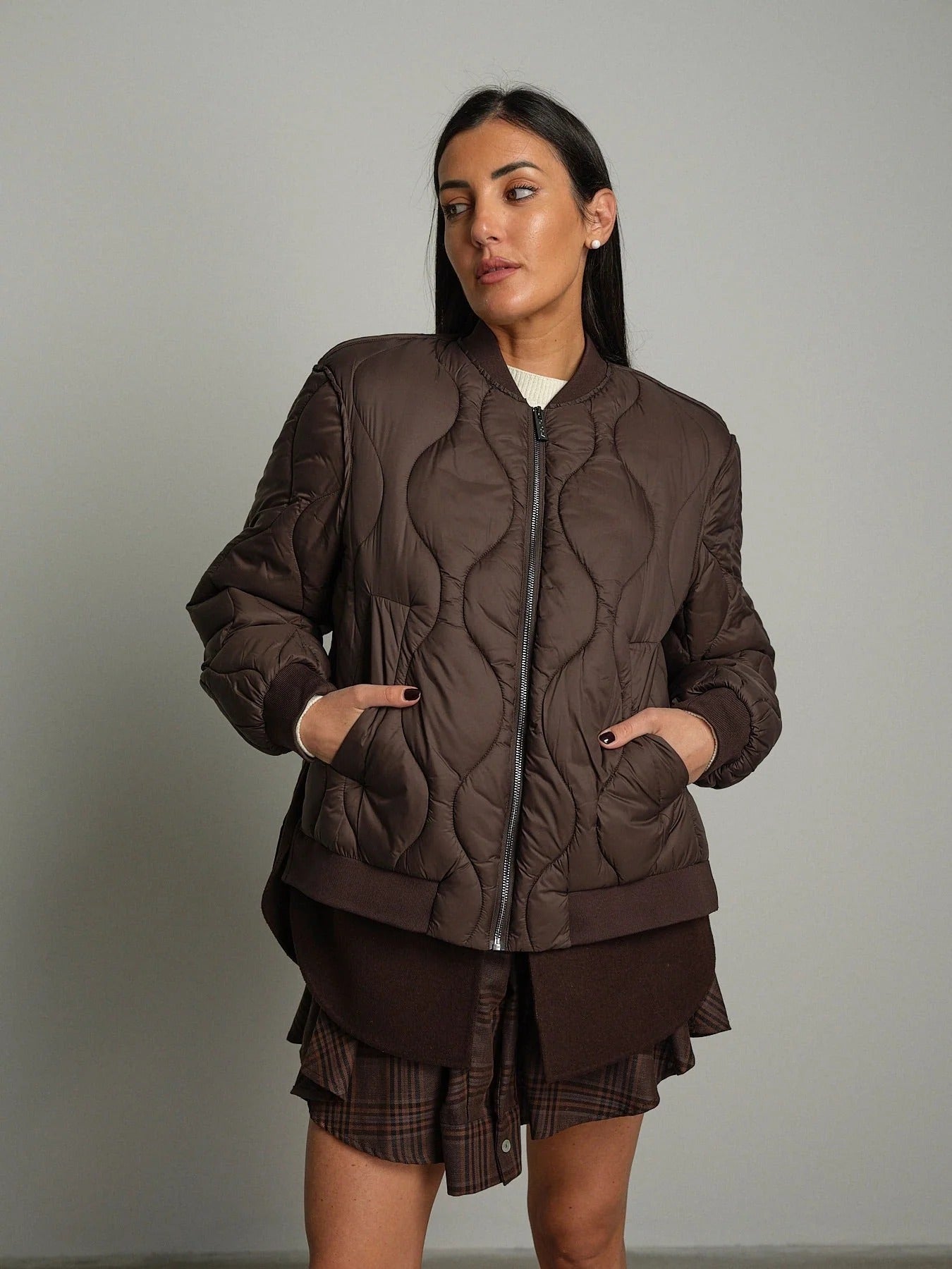 Giacca Vicolo Bomber Trapuntato Marrone con Zip TAC0049 MARRONE VICOLO 