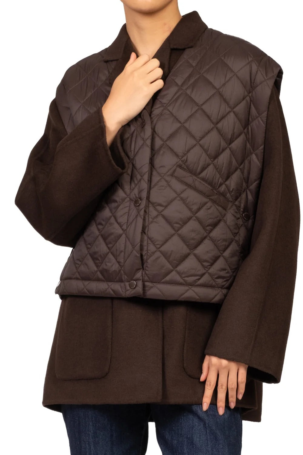 Vicolo - Giacca hand made con gilet piumino Art. TAC0081 fondente TAC0081 FONDENTE VICOLO 