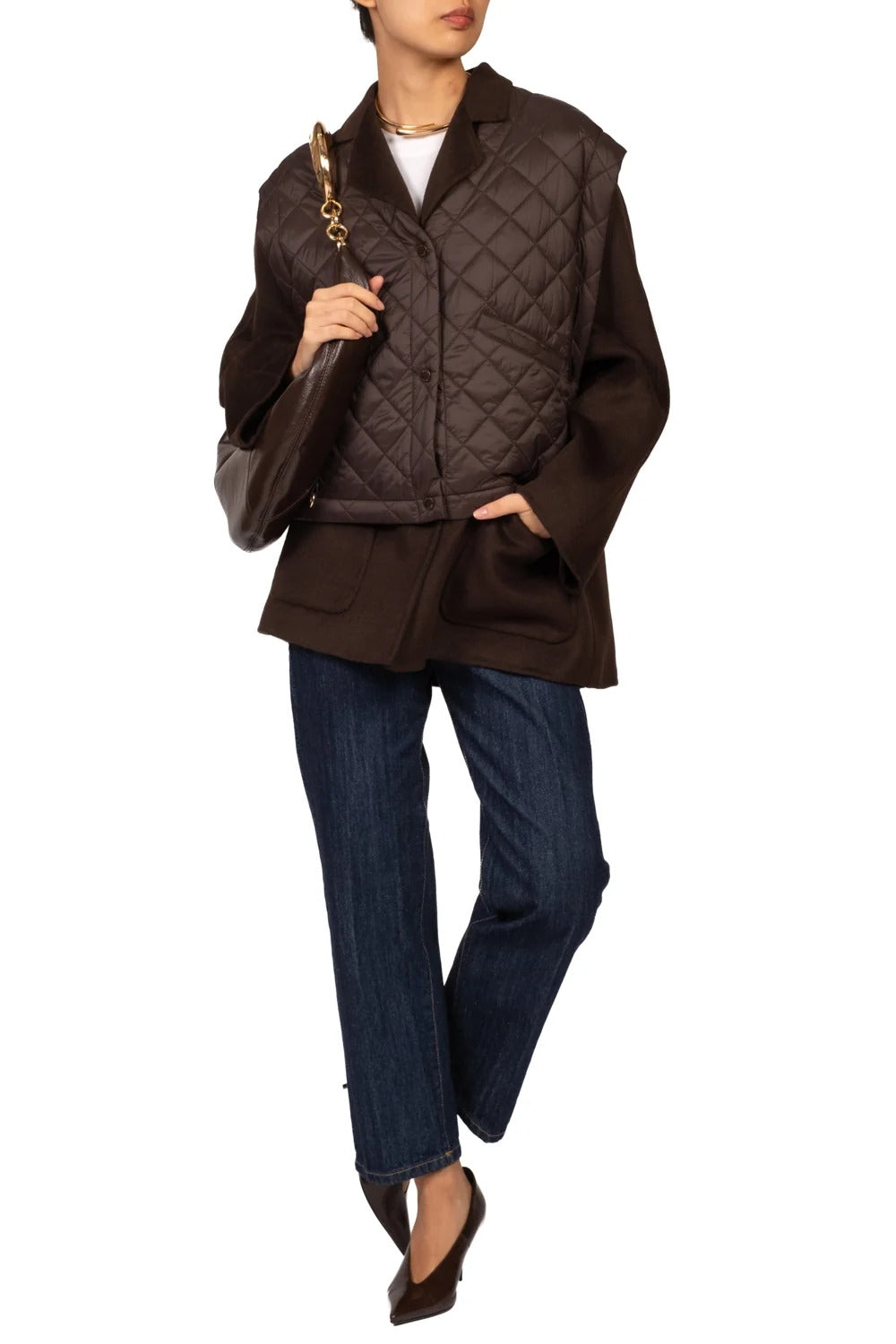 Vicolo - Giacca hand made con gilet piumino Art. TAC0081 fondente TAC0081 FONDENTE VICOLO 