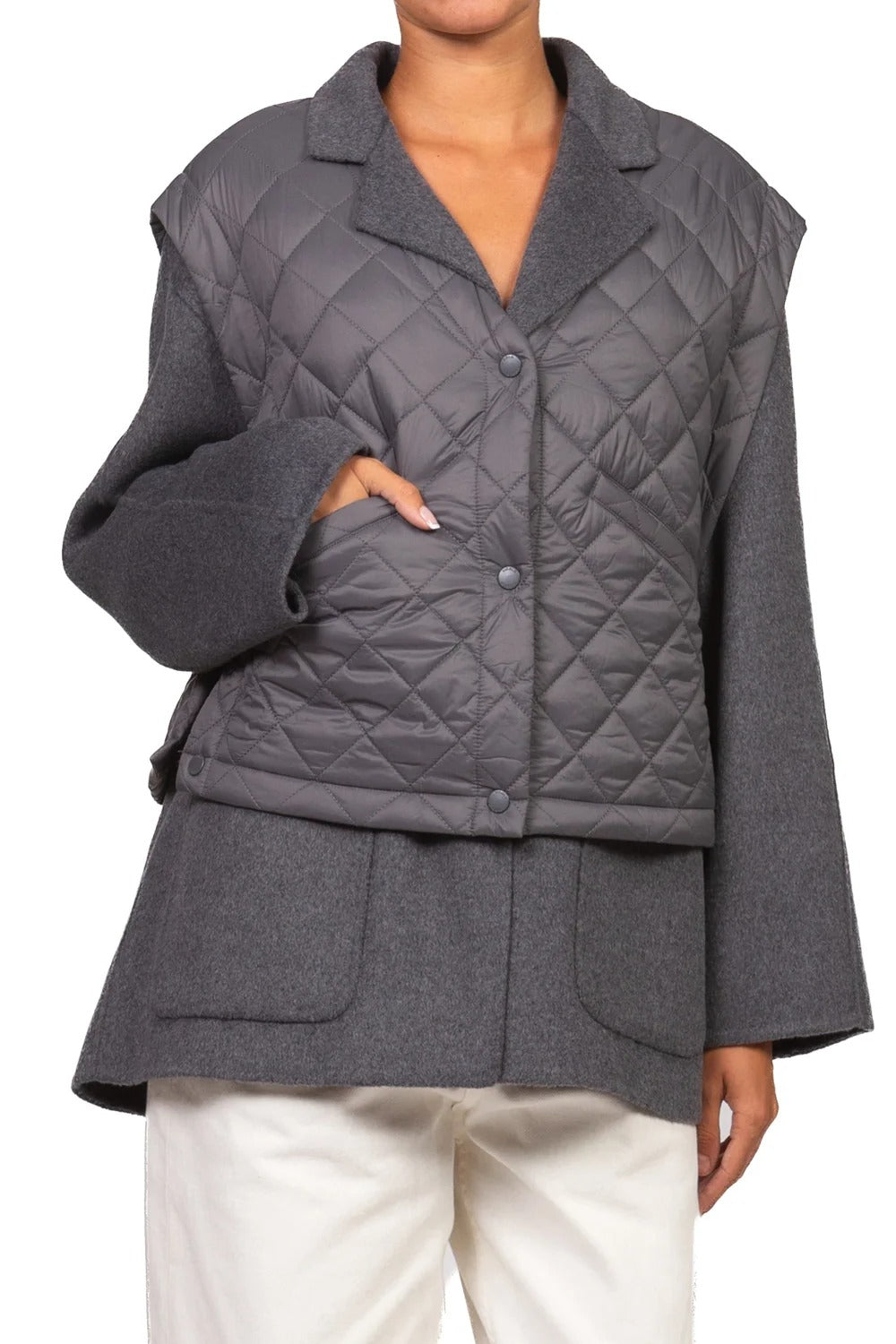 Vicolo - Giacca hand made con gilet piumino Art. TAC0081 grigio TAC0081 GRIGIO MELANGE VICOLO 