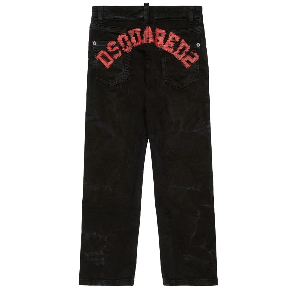 Dsquared2 Jeans Neri Con Logo DQ3284-D0AFQ-DQ900 DQ3284-D0AFQ DQ900 DSQUARED KID 