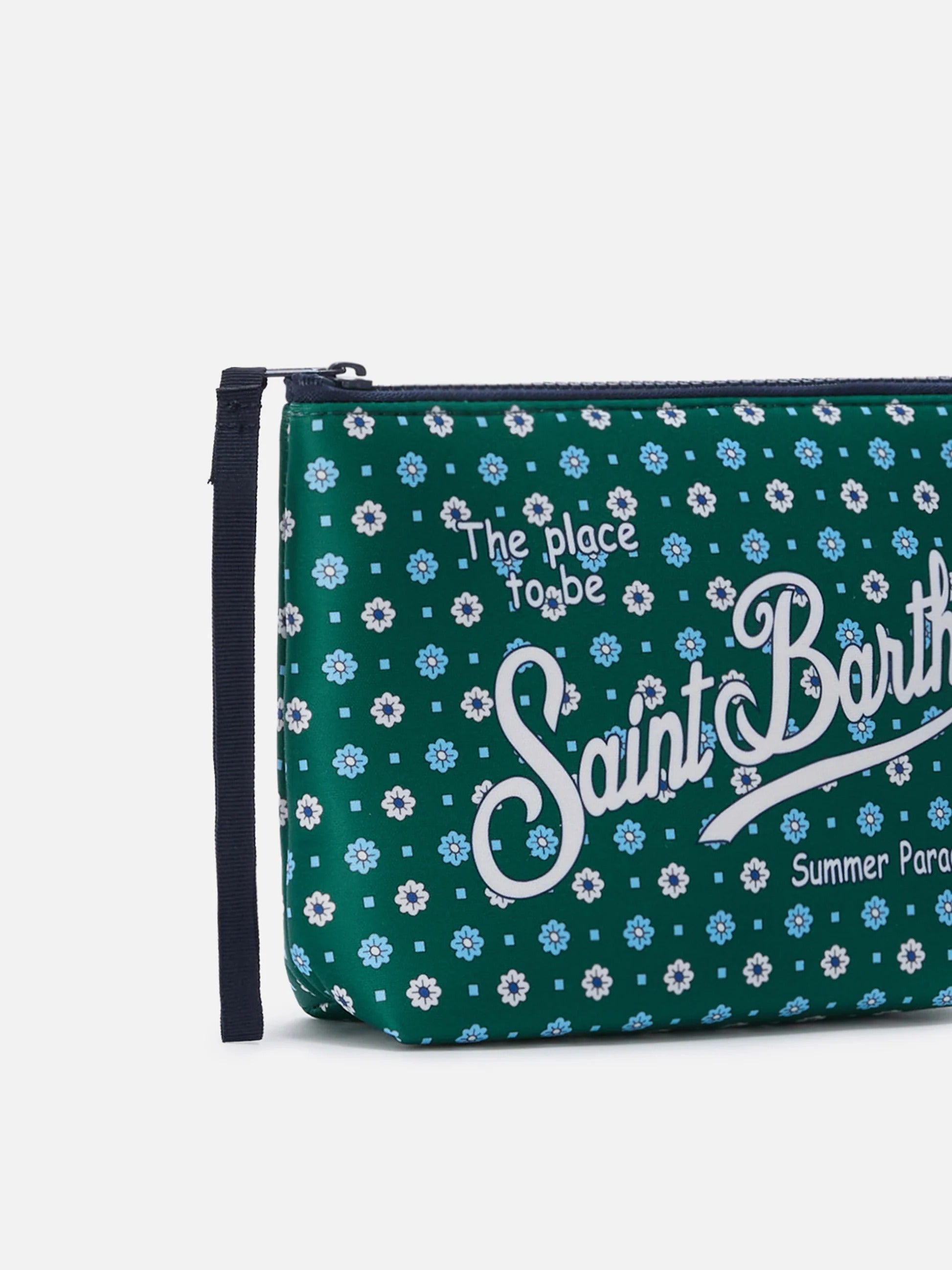 Pochette Aline in scuba verde con stampa a fiori all-over ALIN001 07695L MC2 SAINT BARTH 