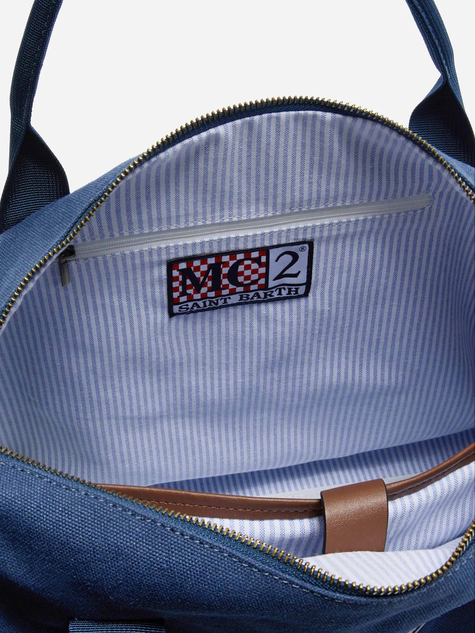 Borsone Daily in misto cotone navy con logo ricamato DALB001 00244L MC2 SAINT BARTH 