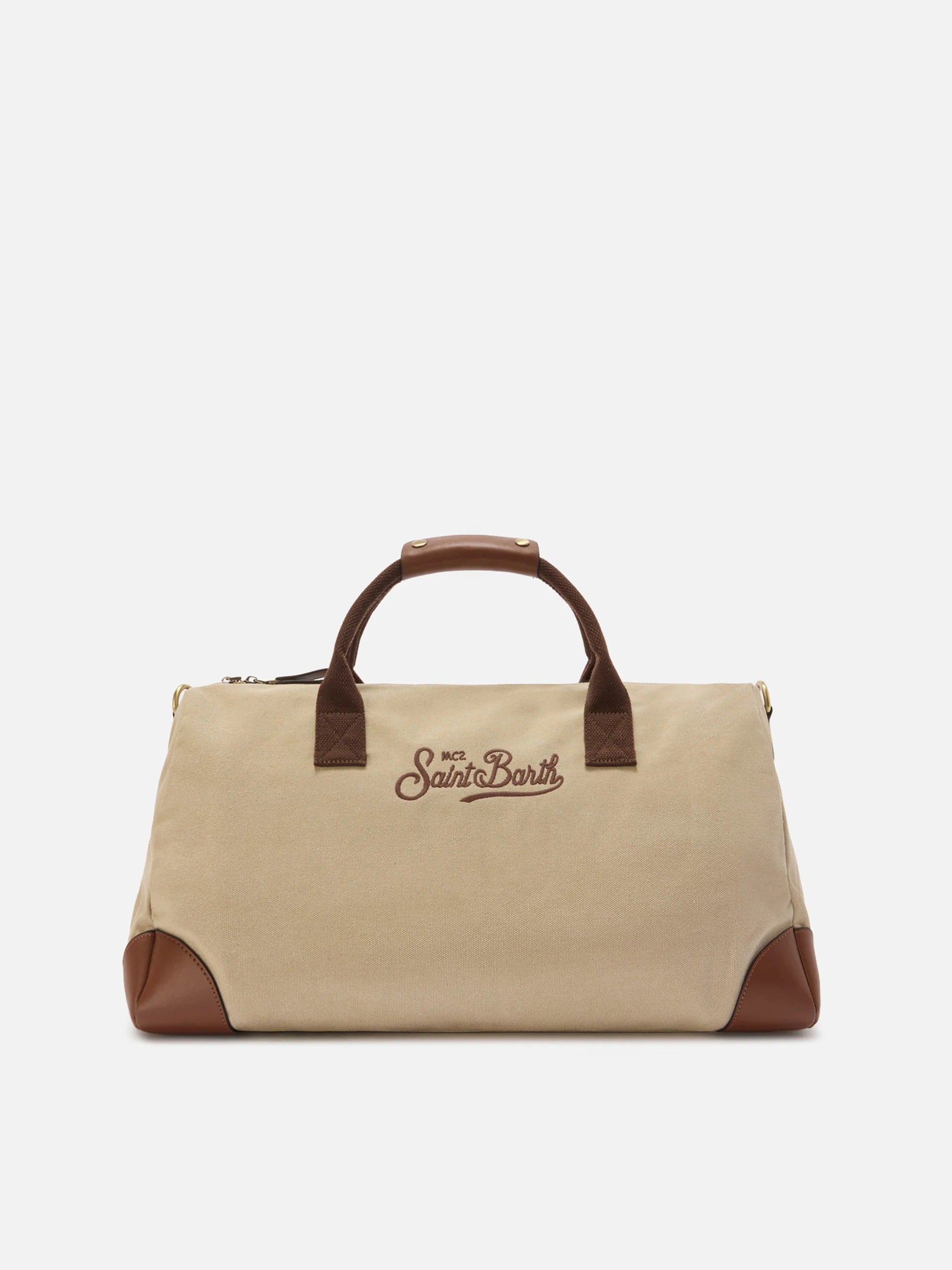 Borsone Daily in misto cotone beige con logo ricamato DALB001 00368L MC2 SAINT BARTH 