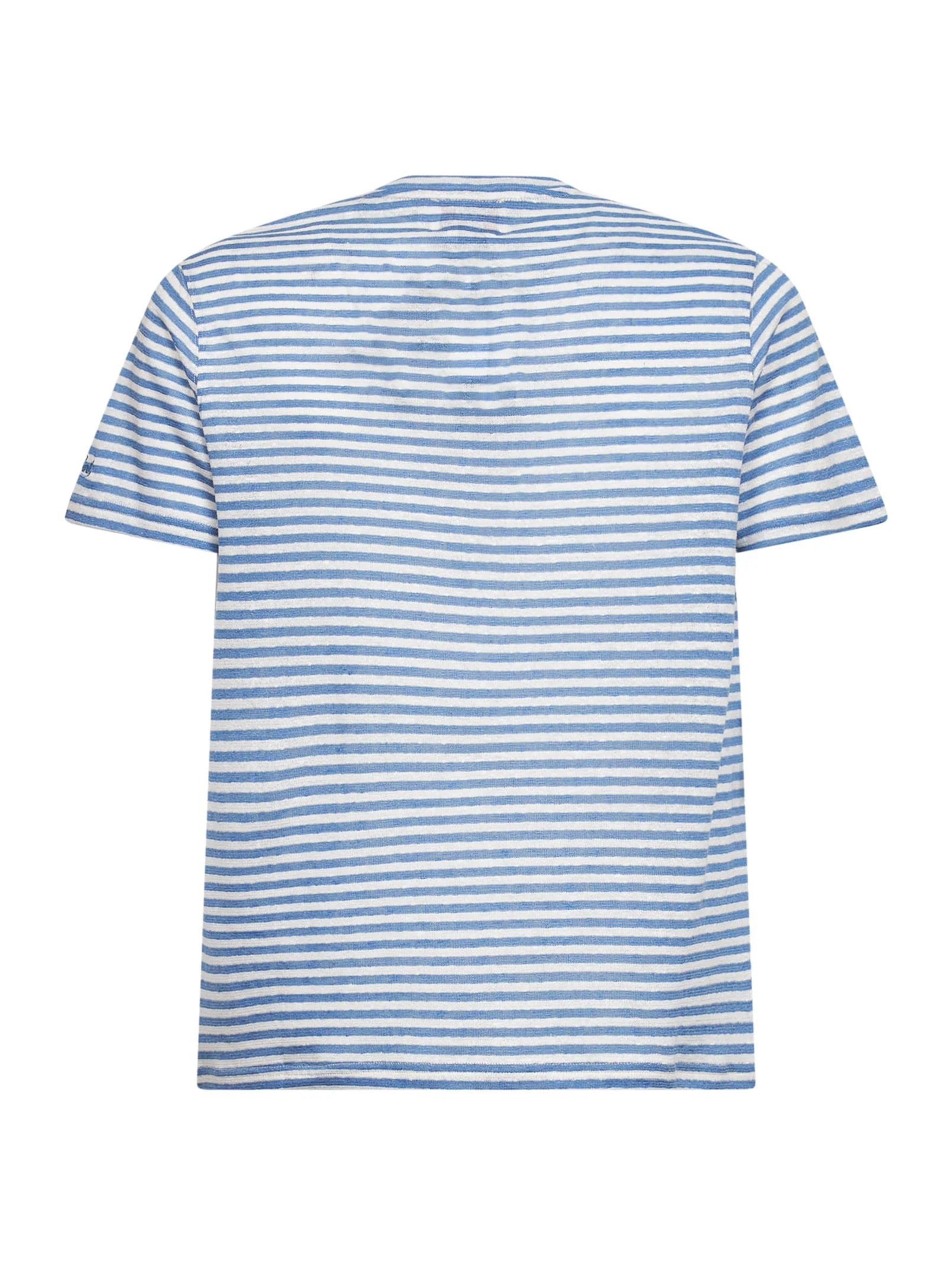 MC2 SAINT BARTH<BR/>T-shirt Dover in misto lino a righe azzurro e panna con ricamo logo DOV0010 01241L MC2 SAINT BARTH 