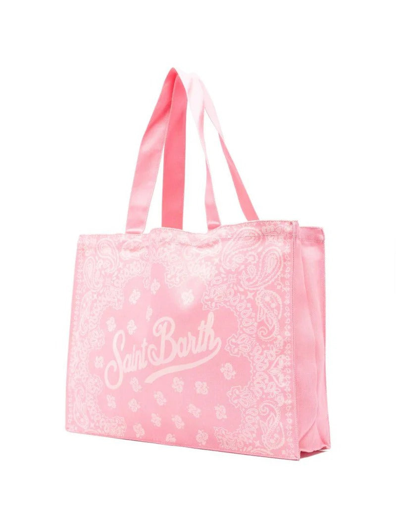 Borsa Essential in tessuto denim con stampa bandana e logo a contrasto EBAGN006 09194L MC2 SAINT BARTH 