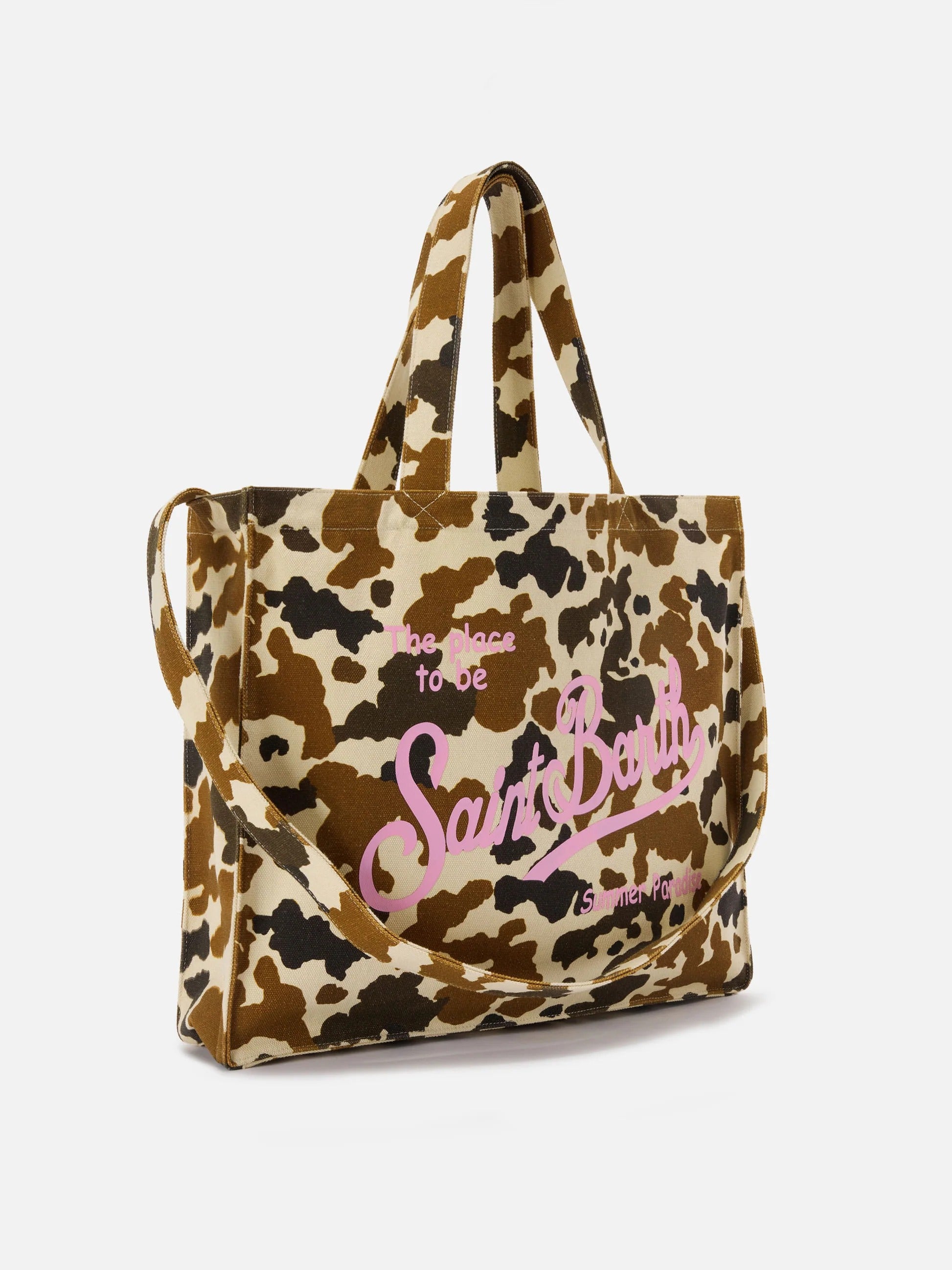 Borsa Essential in canvas con stampa muccata e logo stampato EBAGN007 00274L MC2 SAINT BARTH 