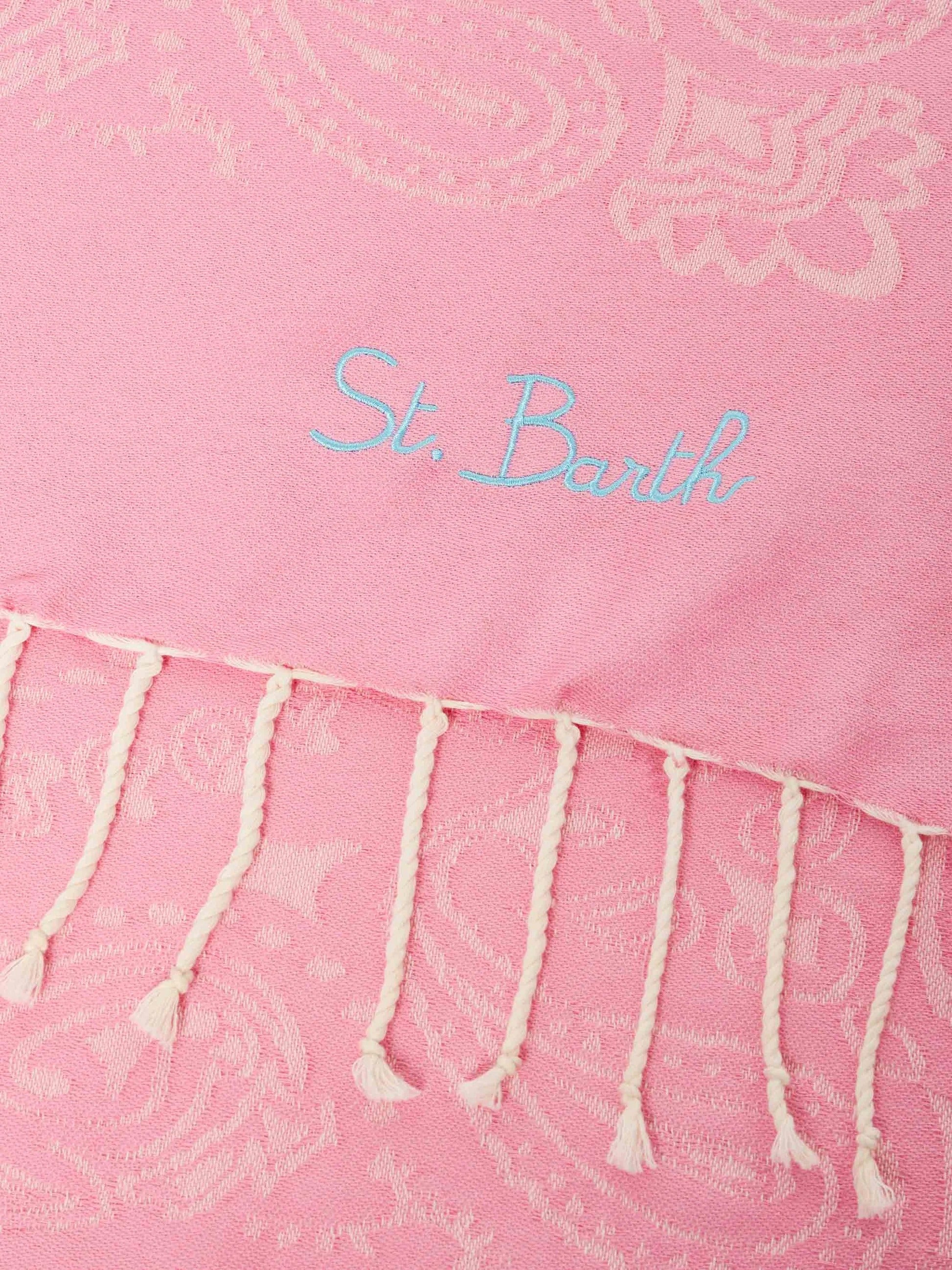 Telo mare Foutas in cotone jacquard con fantasia bandana rosa-FOUT00902704L FOUT009 02704L MC2 SAINT BARTH 