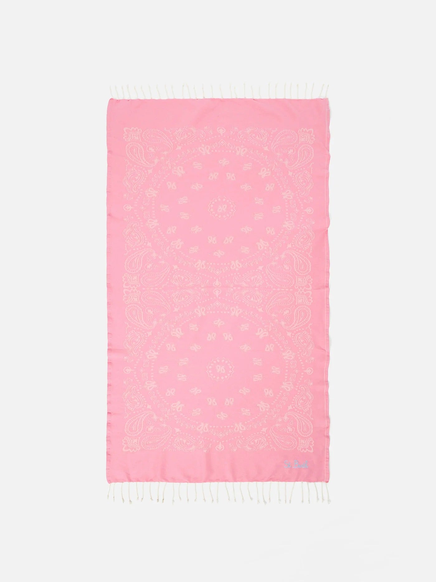 Telo mare Foutas in cotone jacquard con fantasia bandana rosa-FOUT00902704L FOUT009 02704L MC2 SAINT BARTH 